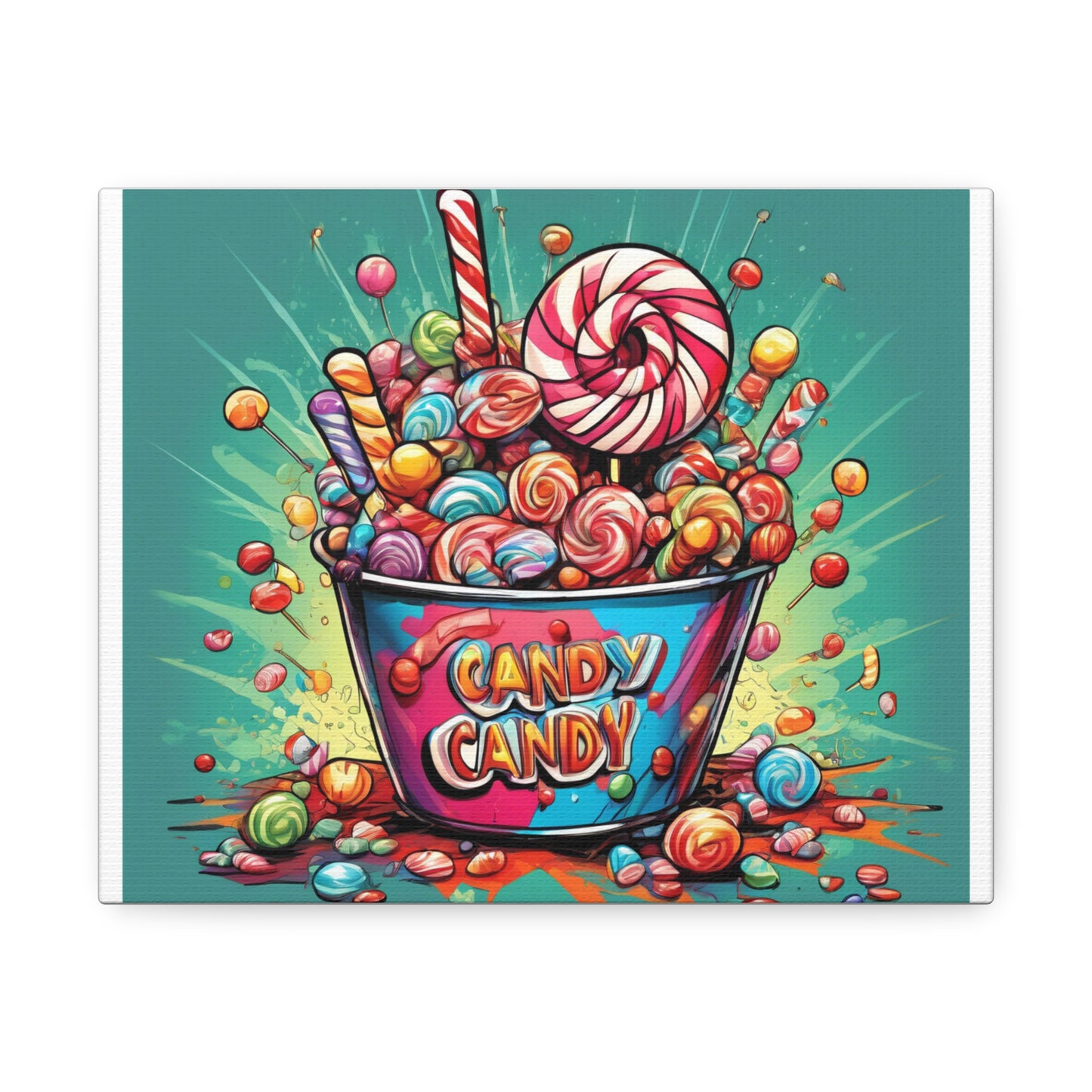 Holiday Candy Bucket Sweets Gift Art Canvas