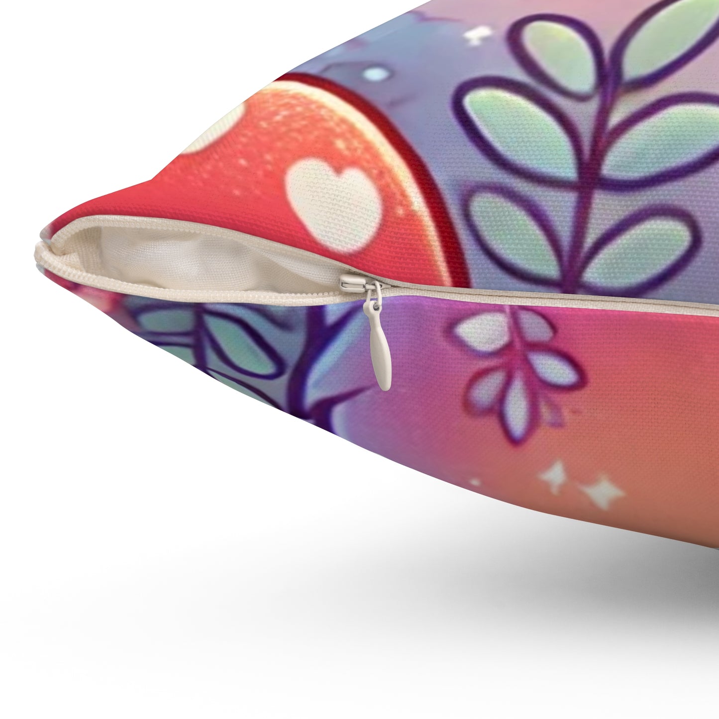 Pastel Woodland Fox Mushroom Kawaii Decorative Pillow