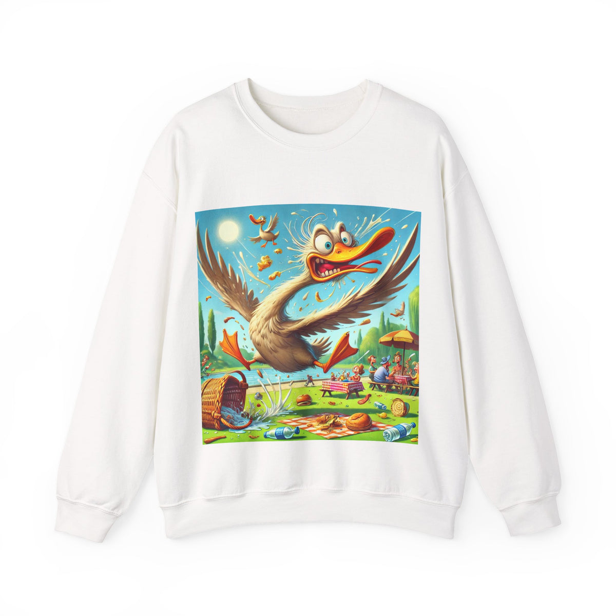 Chaotic Picnic Duck Funny Summer Art Sweatshirt