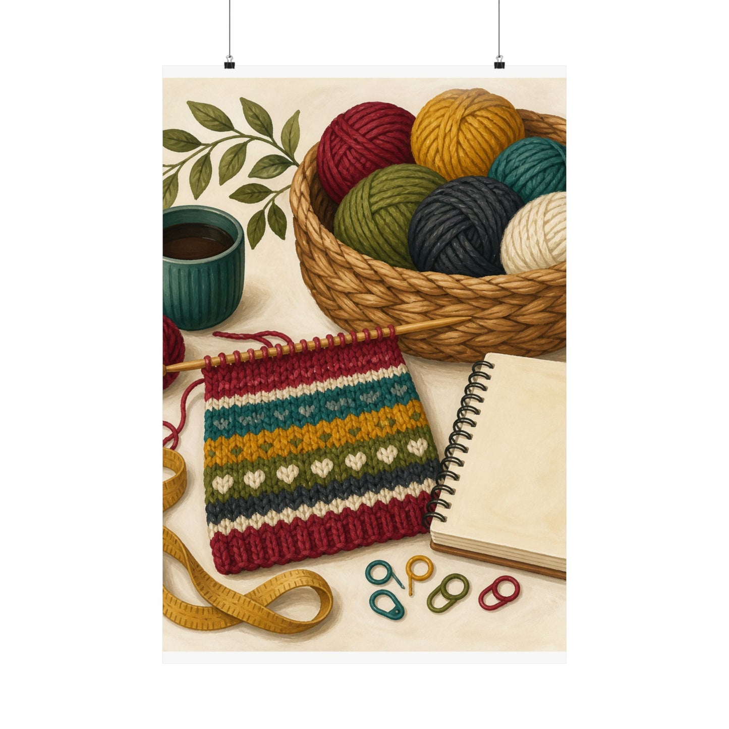 Cozy Knitting and Yarn Hobby Art Poster