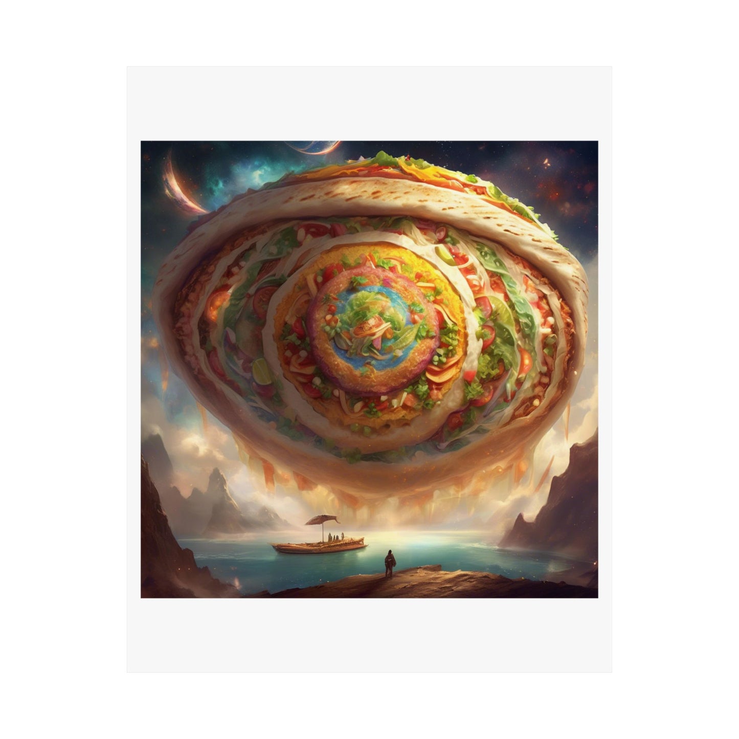 Cosmic Taco Portal Surreal Food Fantasy Art Poster