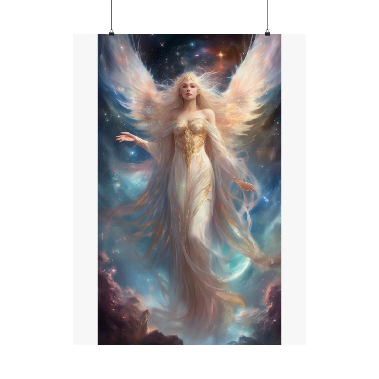 Celestial Winged Heroine Fantasy Portrait Poster