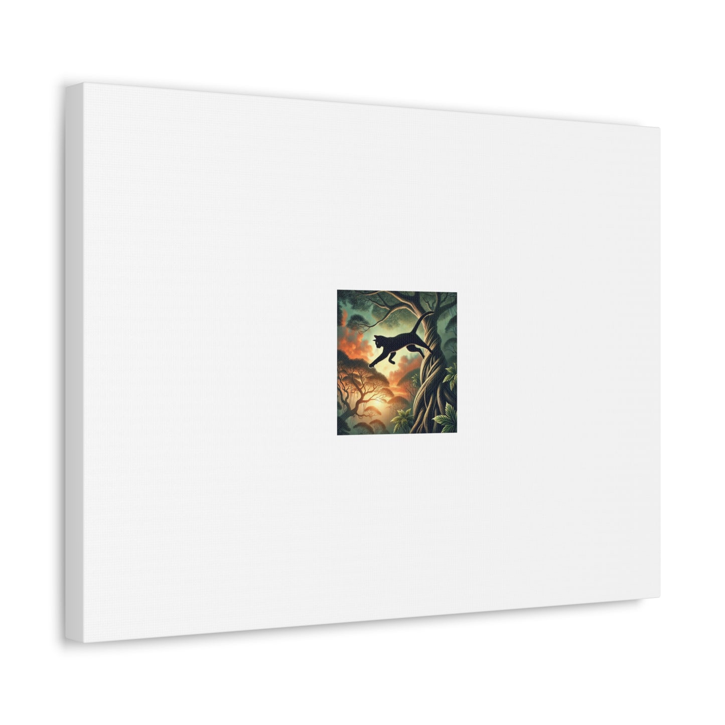 Enchanted Black Cat Forest Canvas Fantasy Cat Wall Art Gift