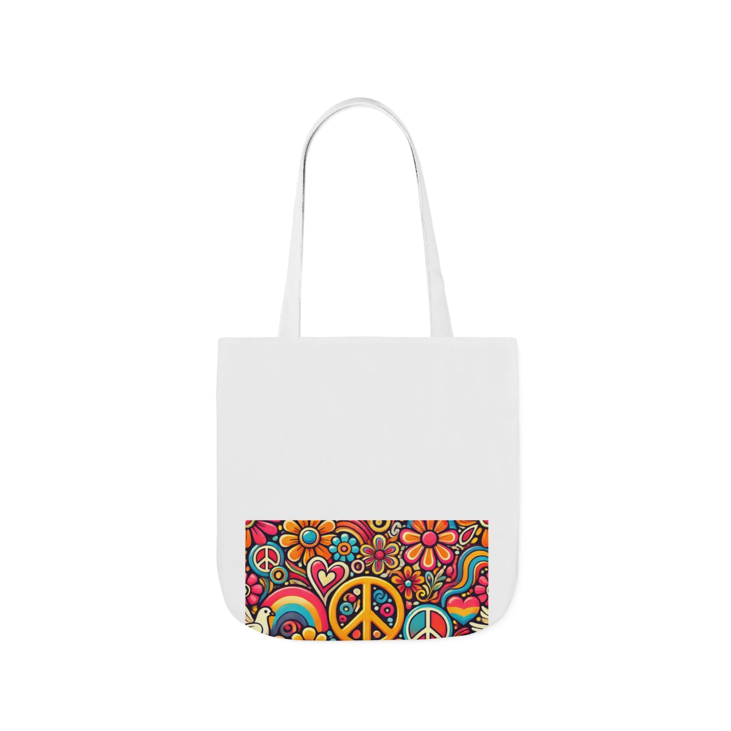 Colorful Peace Floral Pattern Canvas Tote Bag