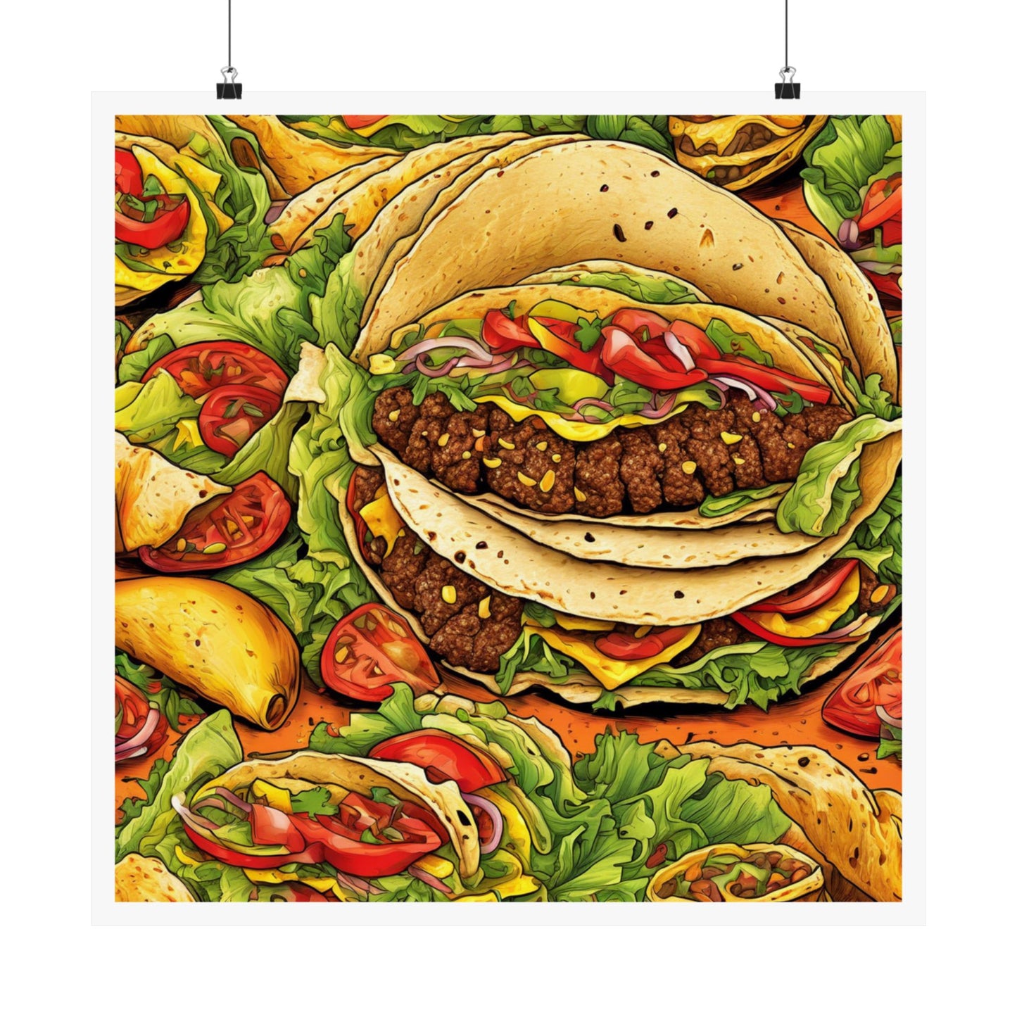 Stacked Taco Fiesta Foodie Gift Art Poster
