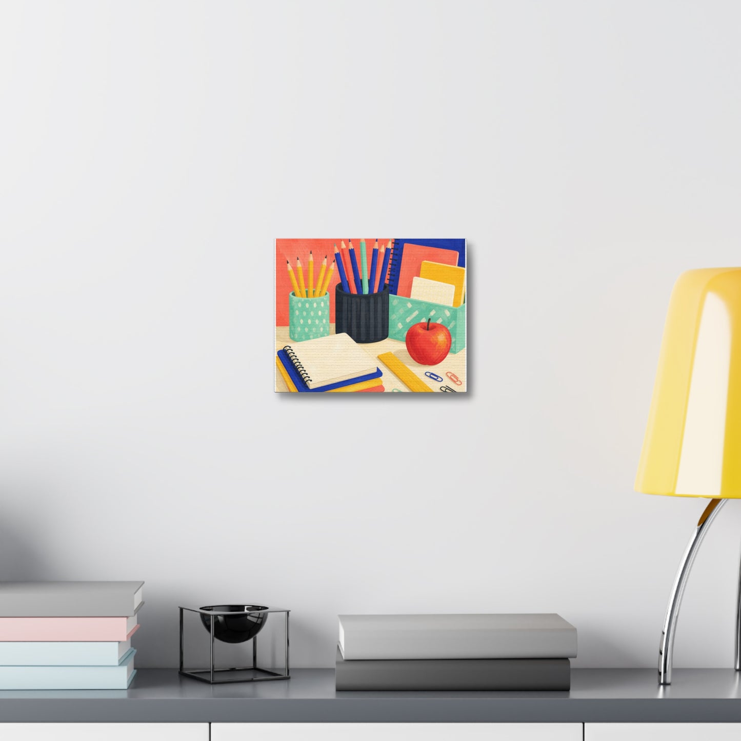 Colorful Teacher Desk Supplies Art Canvas Art