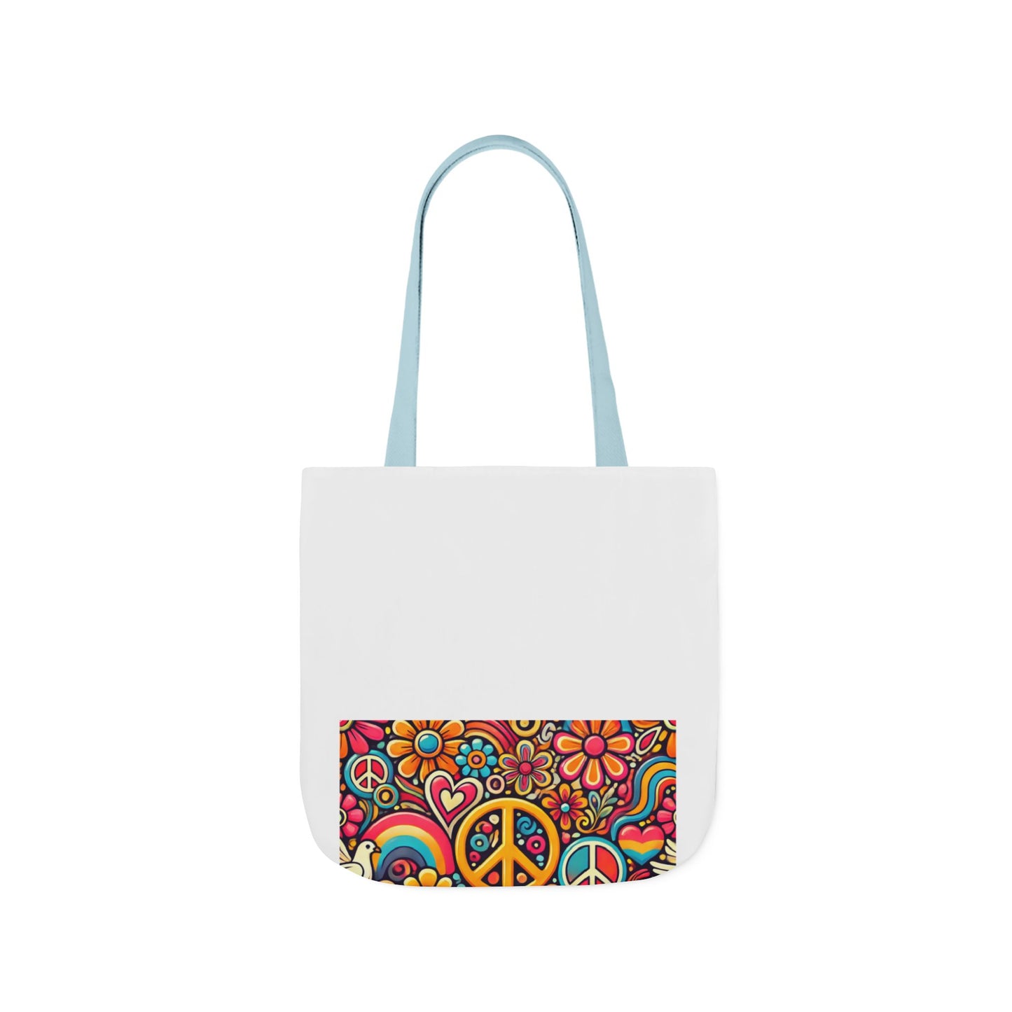 Colorful Peace Floral Pattern Canvas Tote Bag