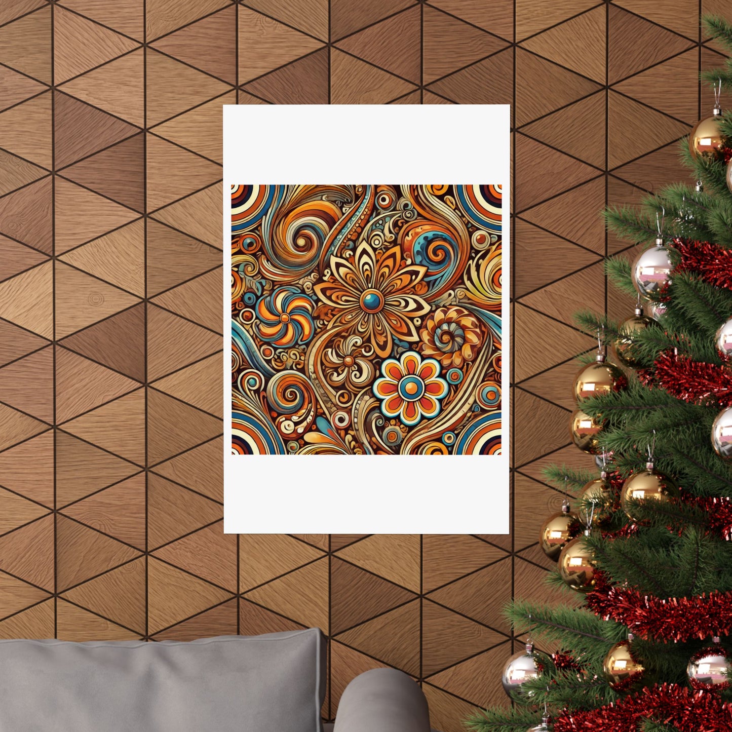 Ornate Abstract Floral Paisley Pattern Poster