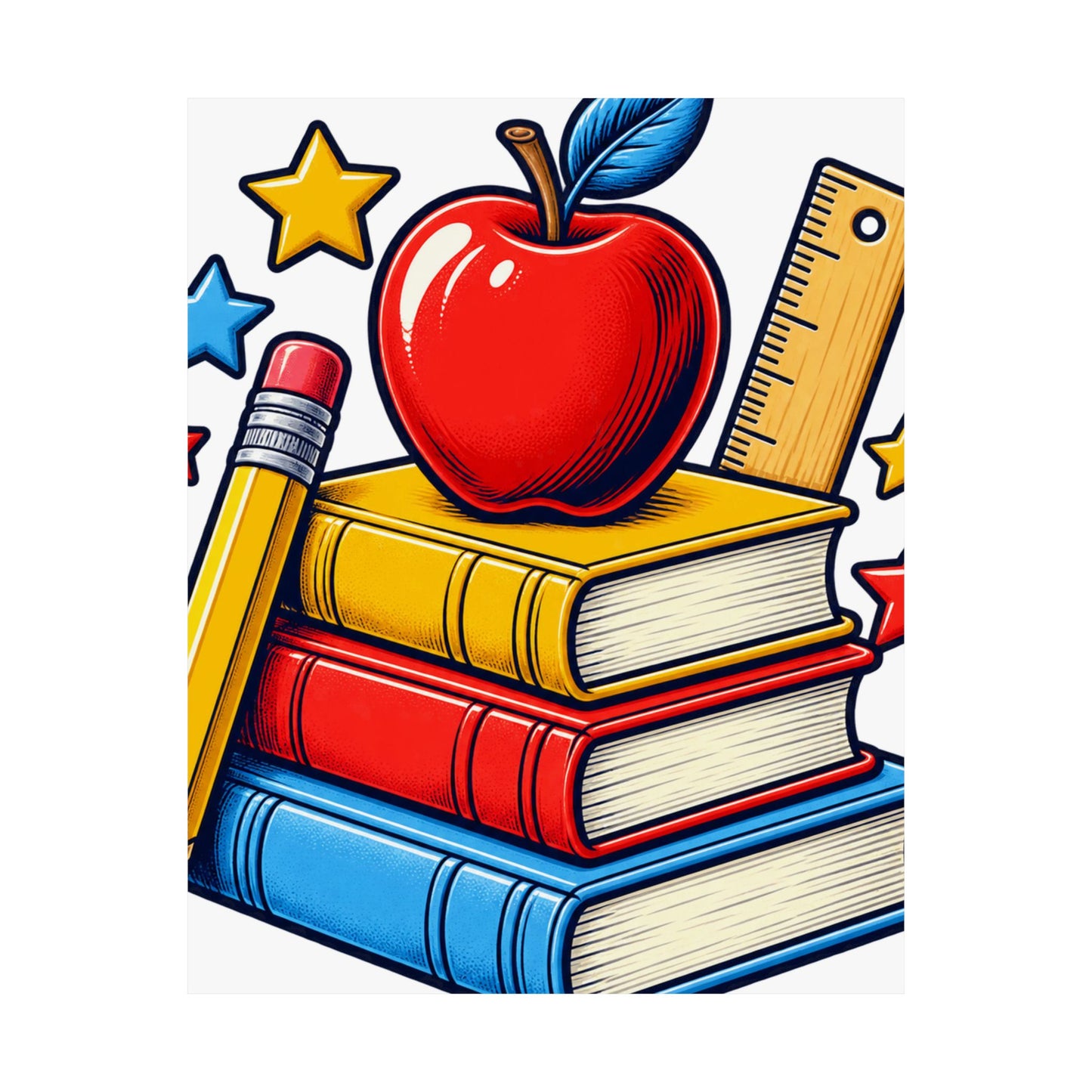 Retro School Books Apple Teacher Appreciation Art Poster