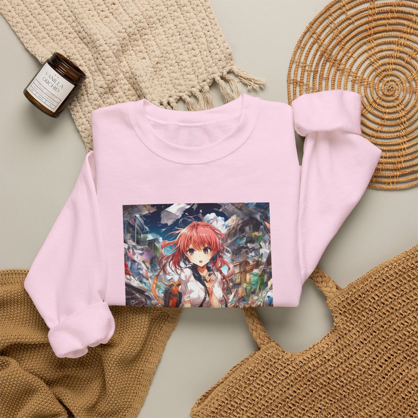 Recycling Day Anime Schoolgirl Eco Street Art Sweatshirt