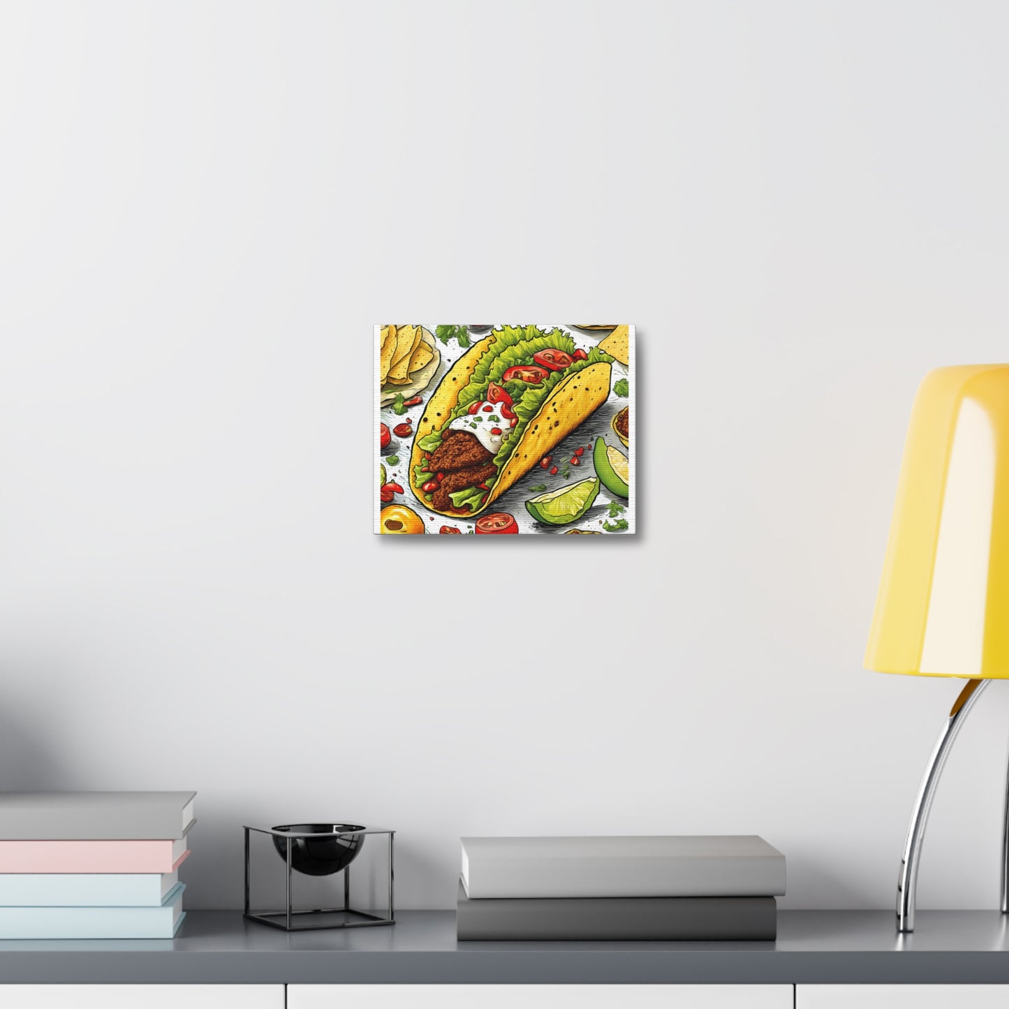 Bold Taco Illustration Foodie Gift Art Canvas