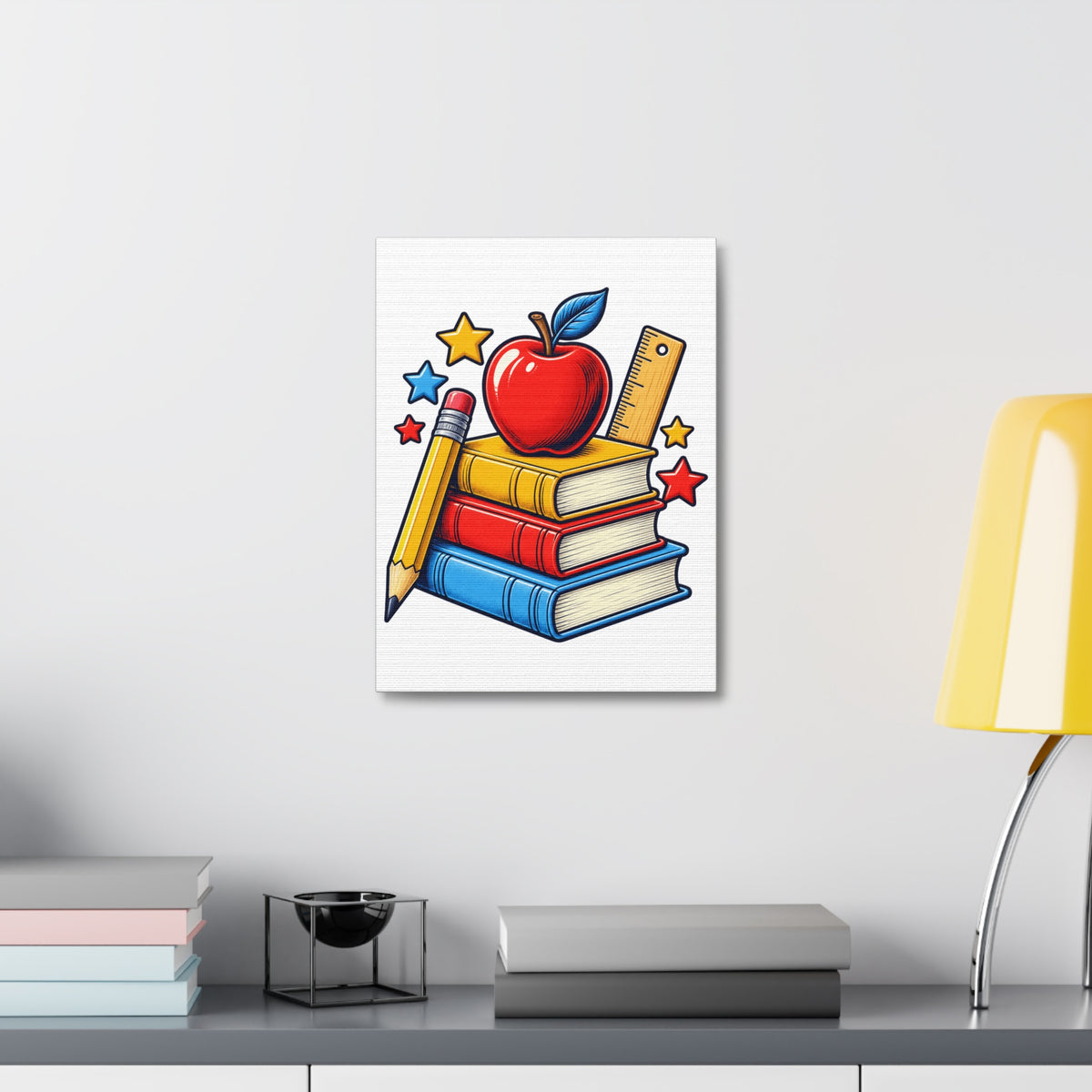 Retro School Books Apple Teacher Appreciation Canvas Art
