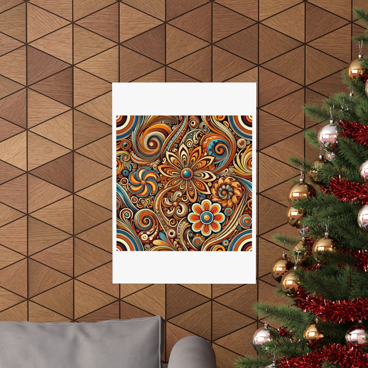 Ornate Abstract Floral Paisley Pattern Poster