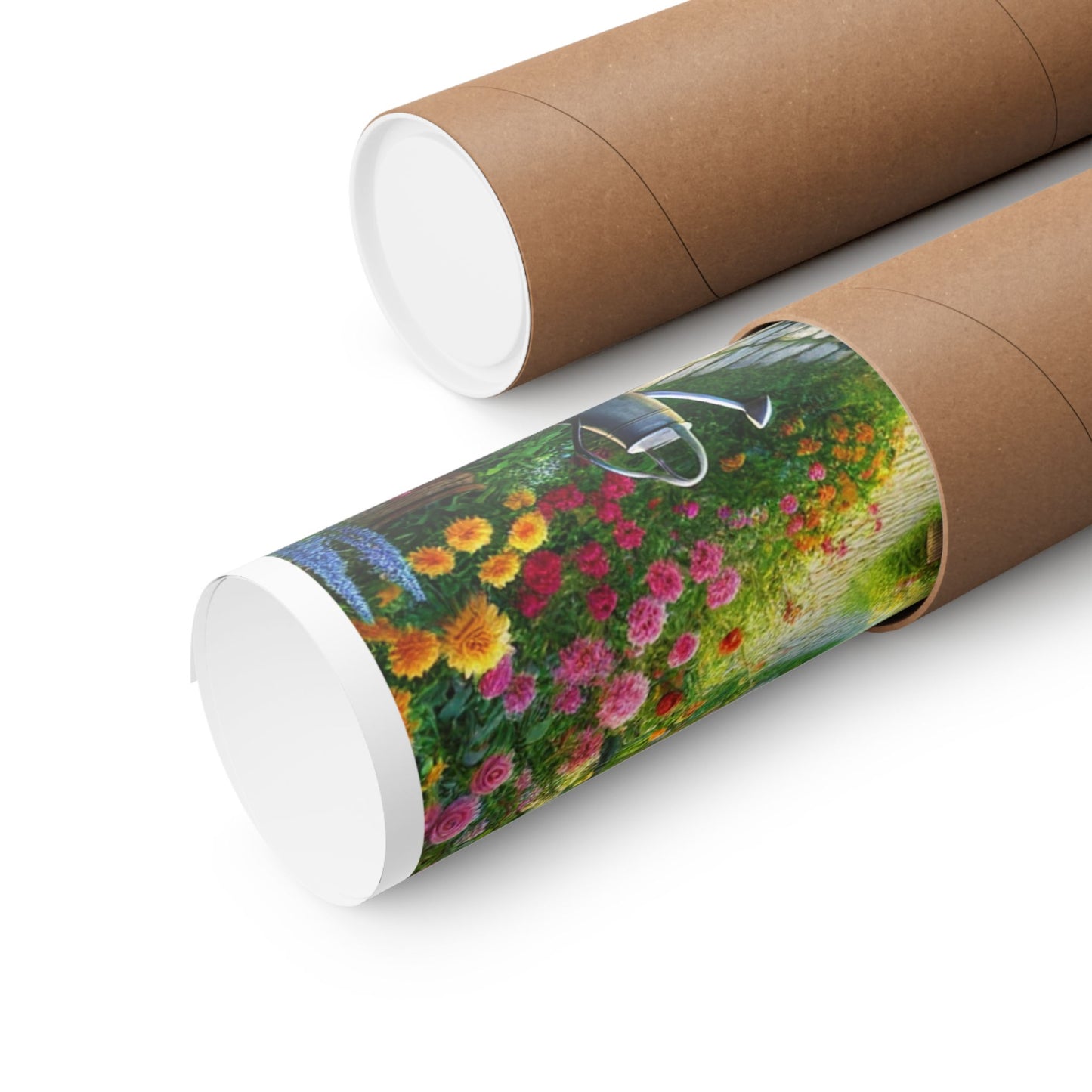 Sunlit Spring Flower Garden Bench Poster