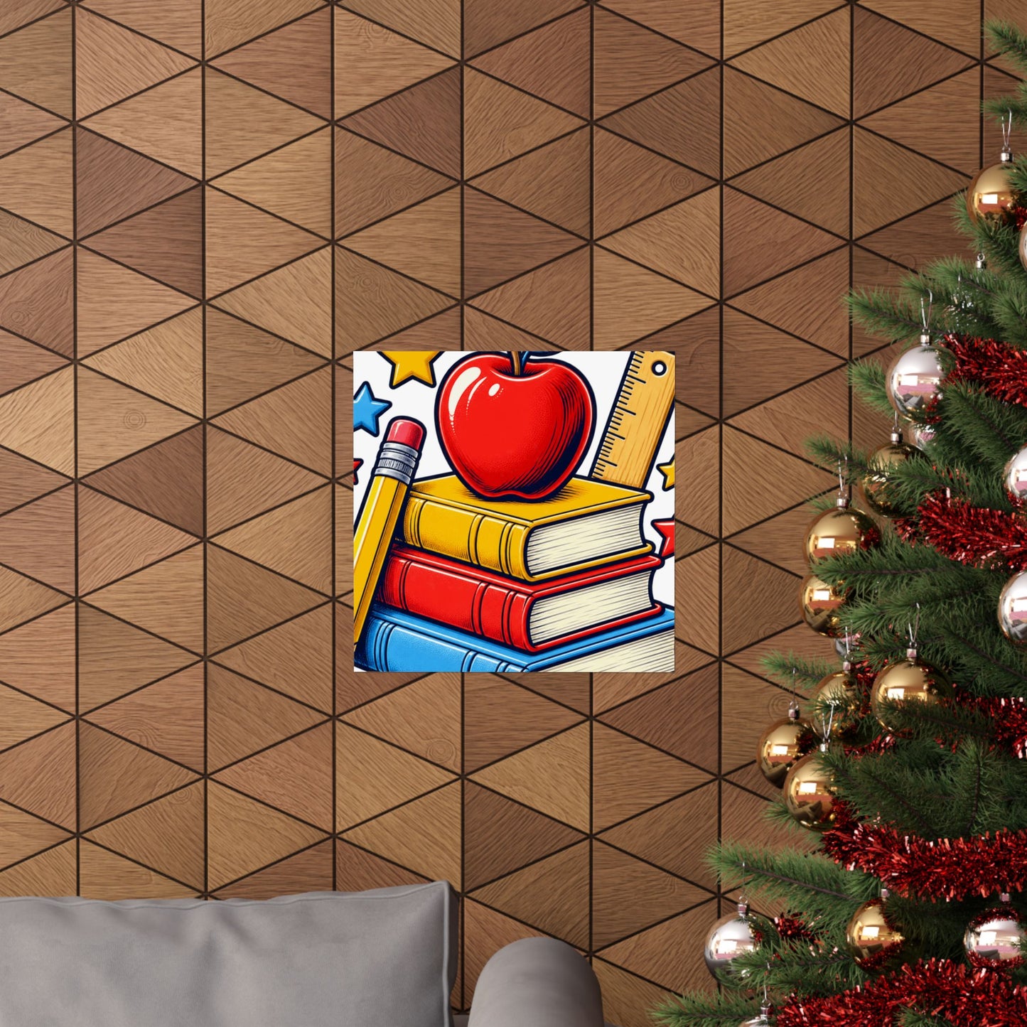 Retro School Books Apple Teacher Appreciation Art Poster