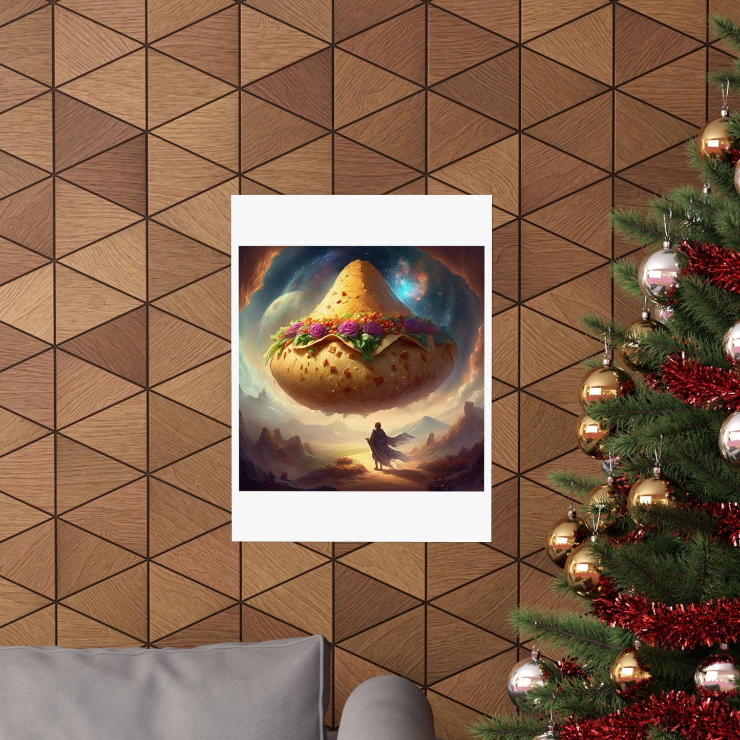 Cosmic Taco Planetoid Surreal Food Fantasy Art Poster