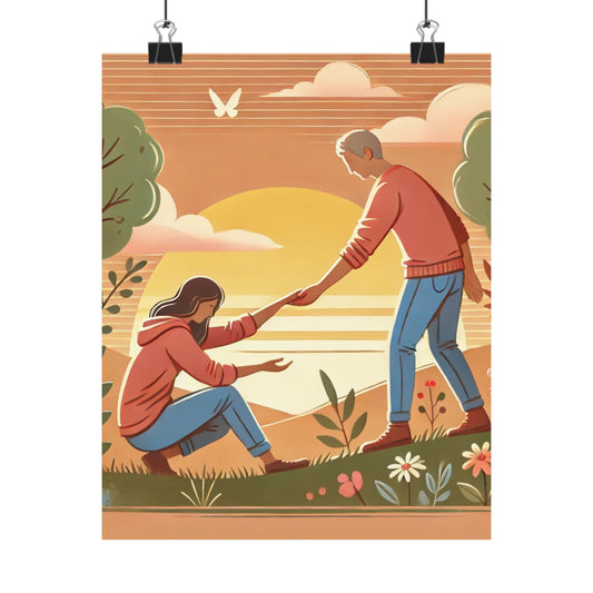 Helping Hands Sunset Garden Wall Art Poster