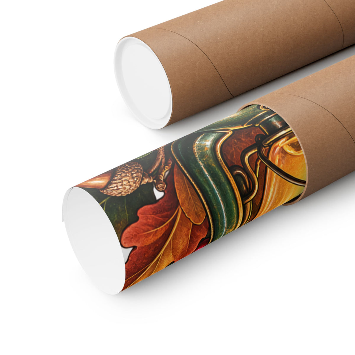 Autumn Oak Lantern and Acorns Poster