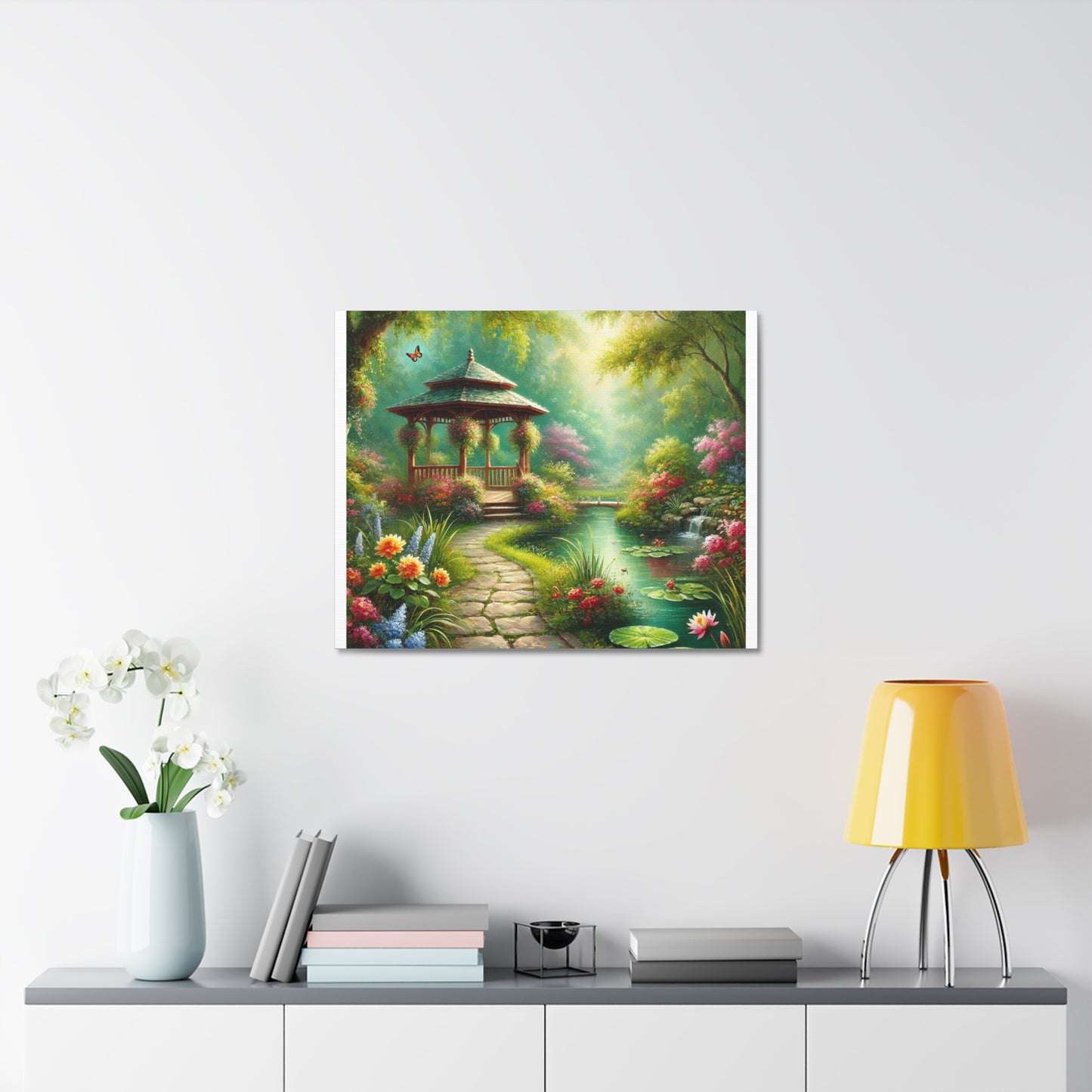 Spring Garden Gazebo Floral Landscape Canvas