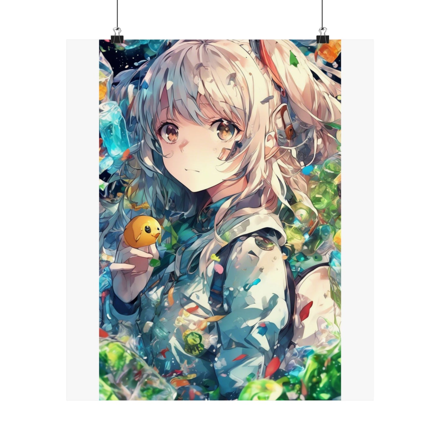 Crystal Bottle Anime Portrait Colorful Wall Poster