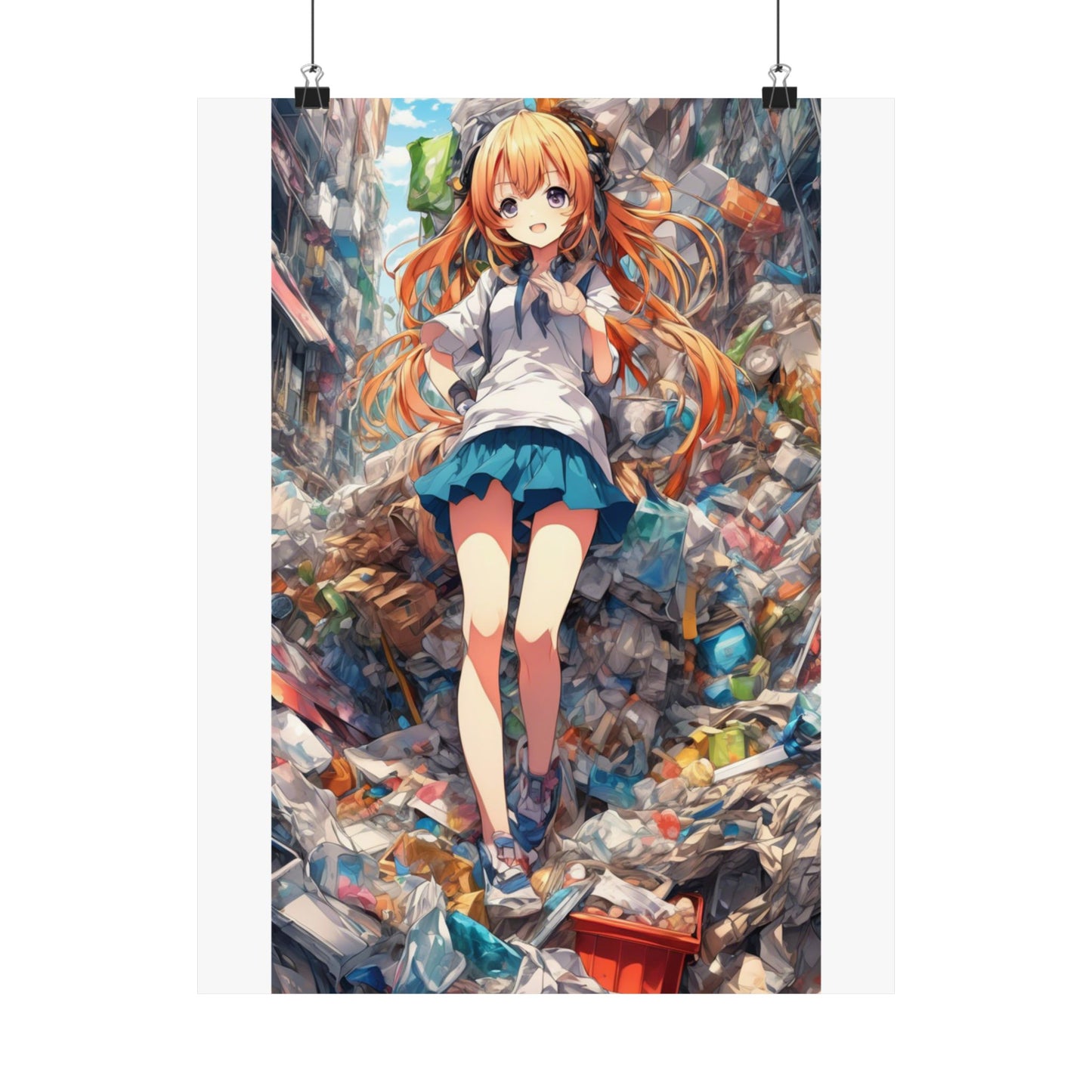 Recycling Rescue Anime Heroine Eco Street Art Poster