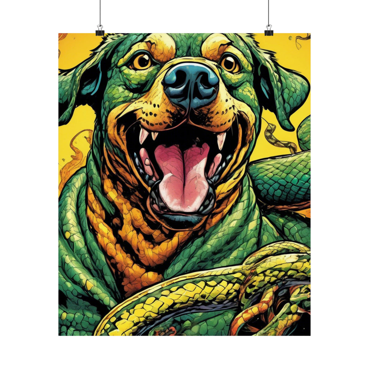 Surreal Serpent Hound Dark Fantasy Wall Art Poster