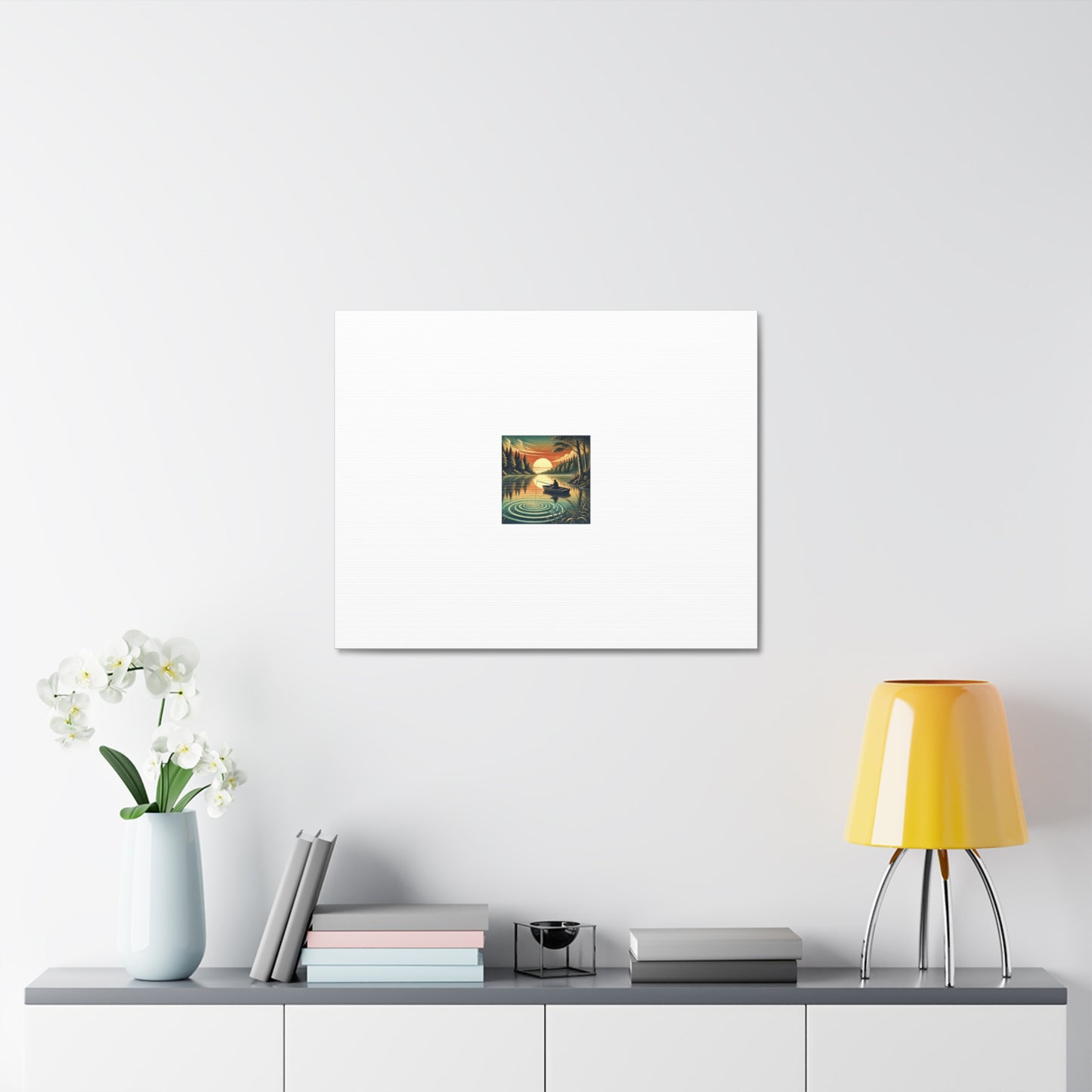 Sunset Lake Fishing Retreat Canvas Lake House Fishing Wall Art Gift