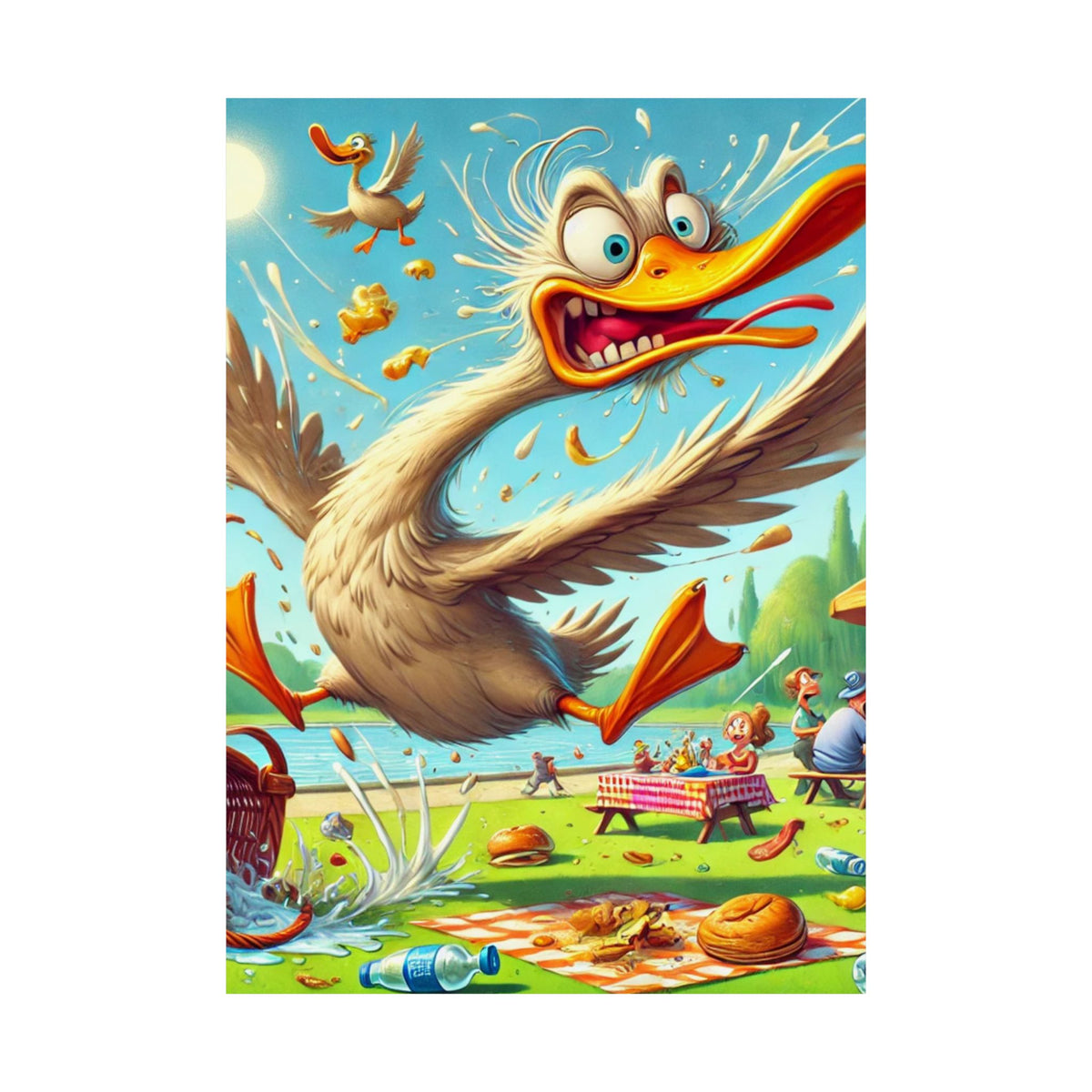 Chaotic Picnic Duck Funny Summer Wall Art Poster