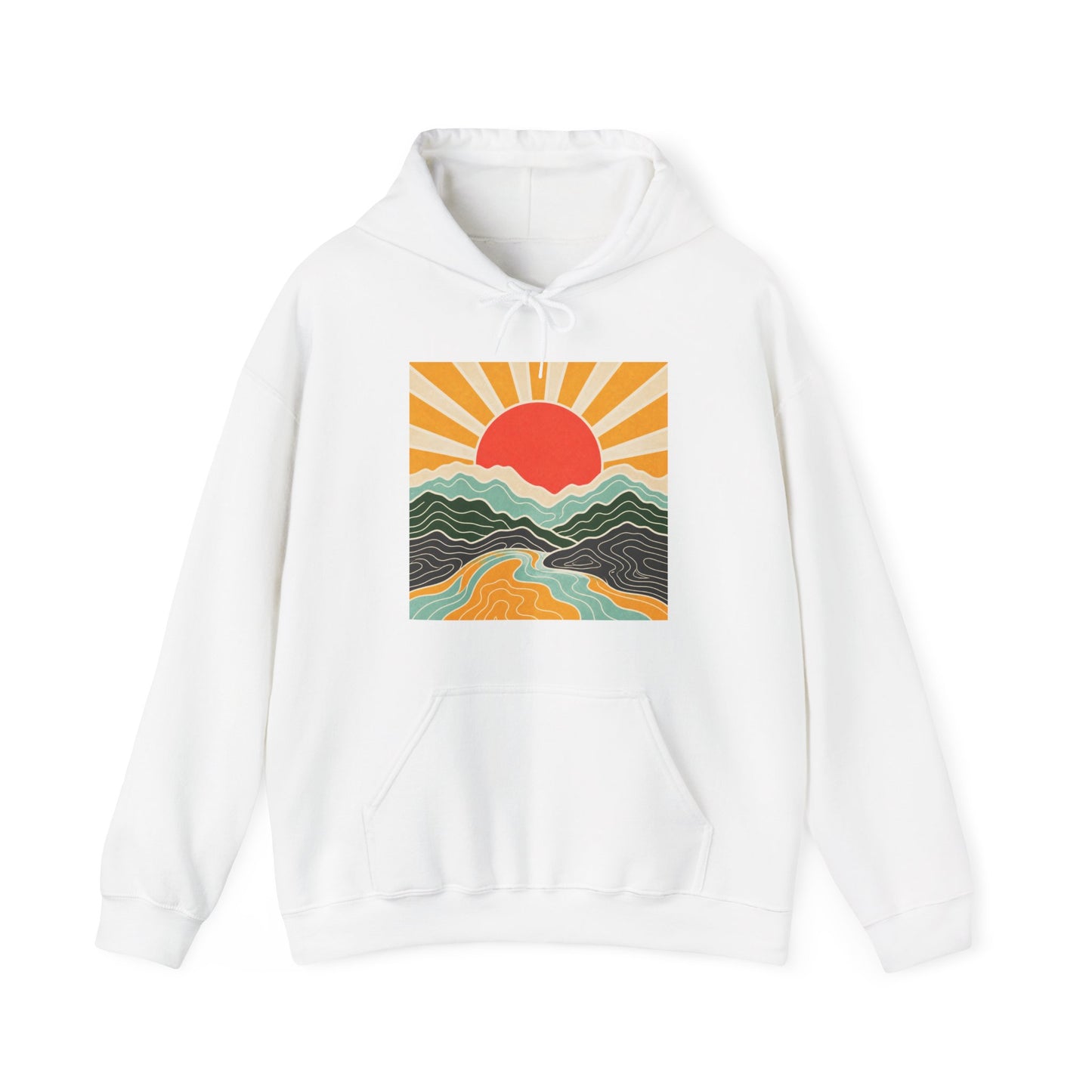 Topographic Sunrise Abstract Mountain Adventure Hoodie