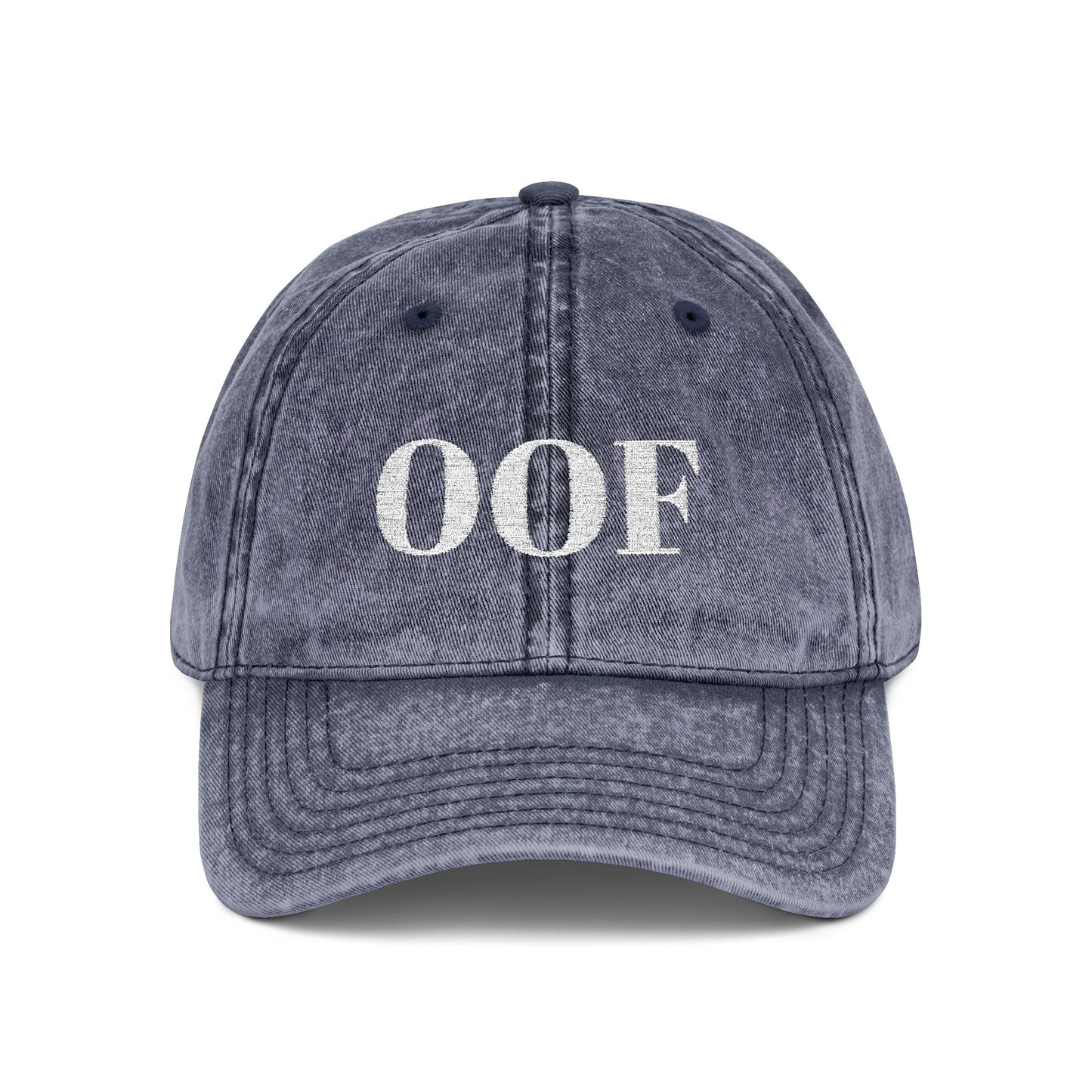 OOF Embroidered Vintage Cap Distressed Dad Hat Washed Gray Minimalist Meme Hat Retro Casual Adjustable Cap Unisex Adult Teen