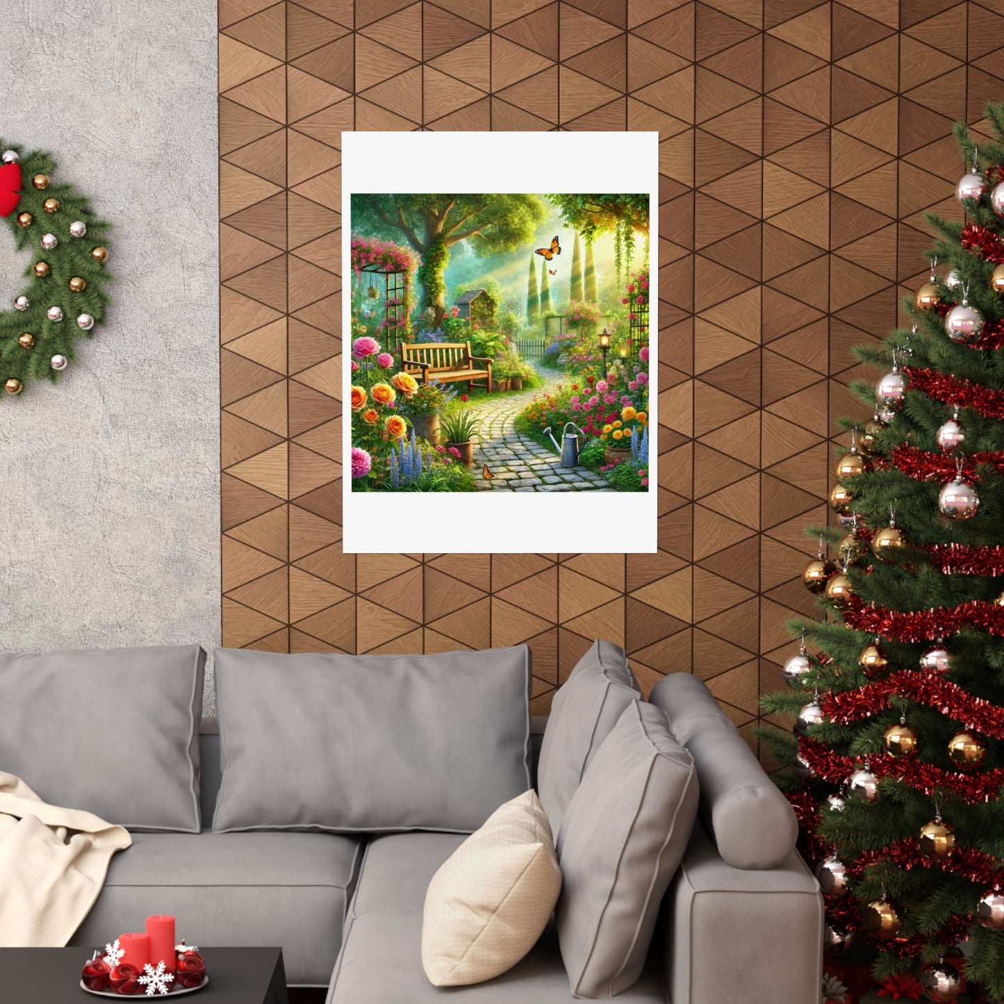 Sunlit Spring Flower Garden Bench Poster