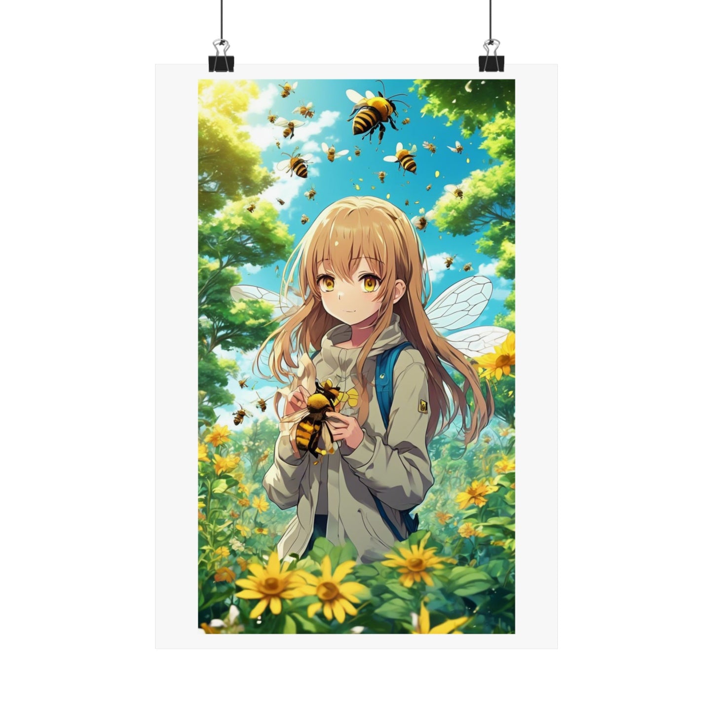 Bee Fairy Garden Anime Nature Art Poster