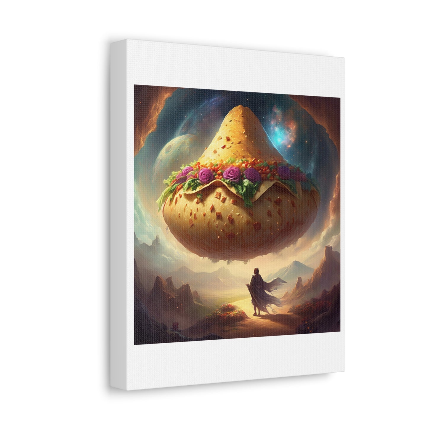Cosmic Taco Planetoid Surreal Food Fantasy Art Canvas