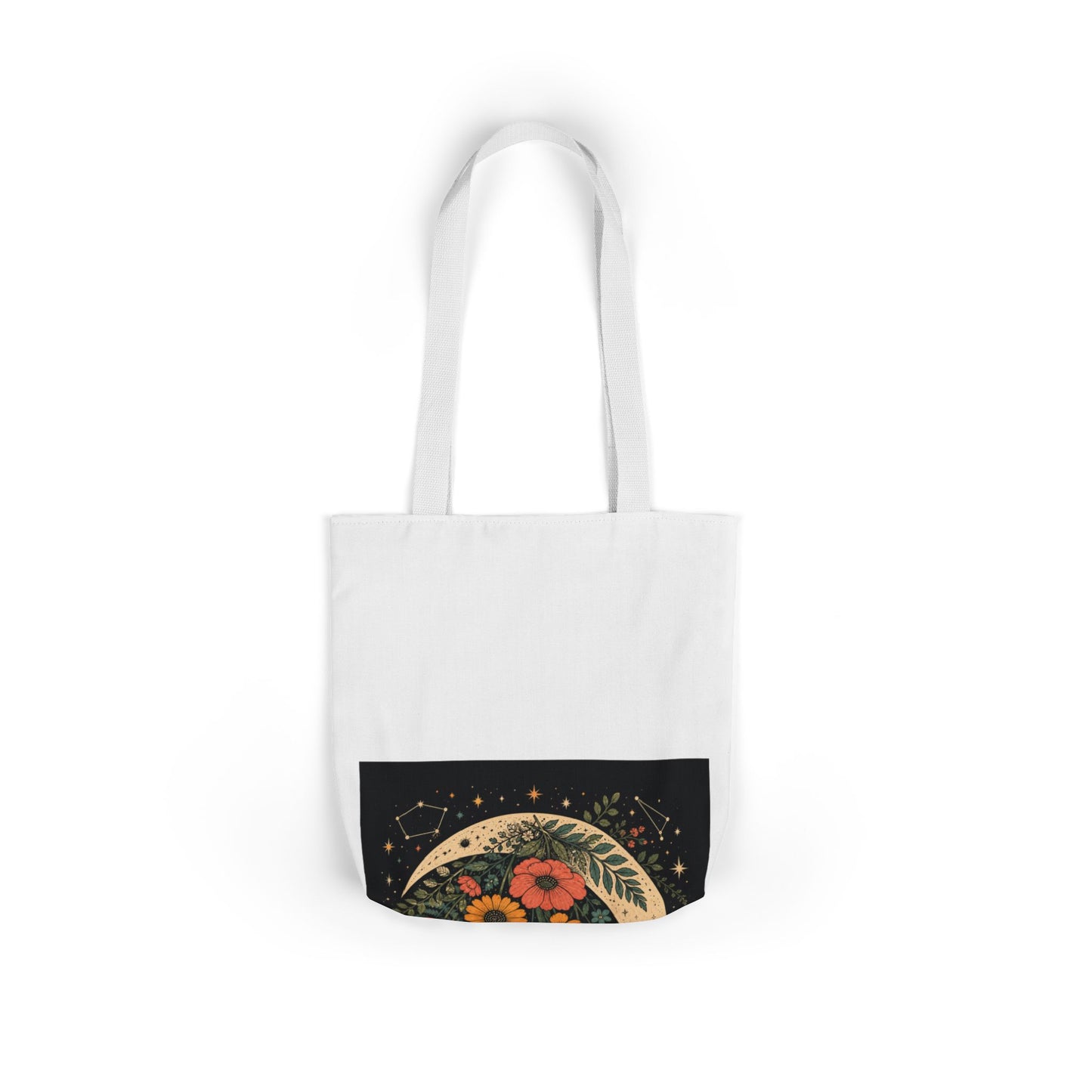 Celestial Wildflower Crescent Moon Botanical Tote Bag