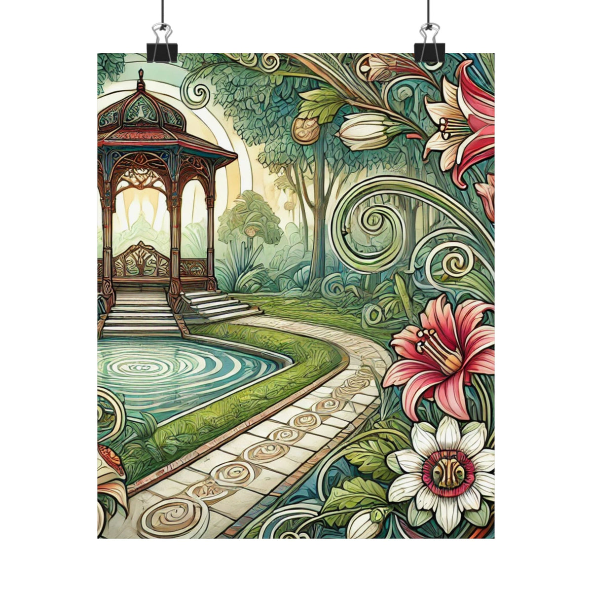 Botanical Gazebo Garden Art Nouveau Wall Art Poster