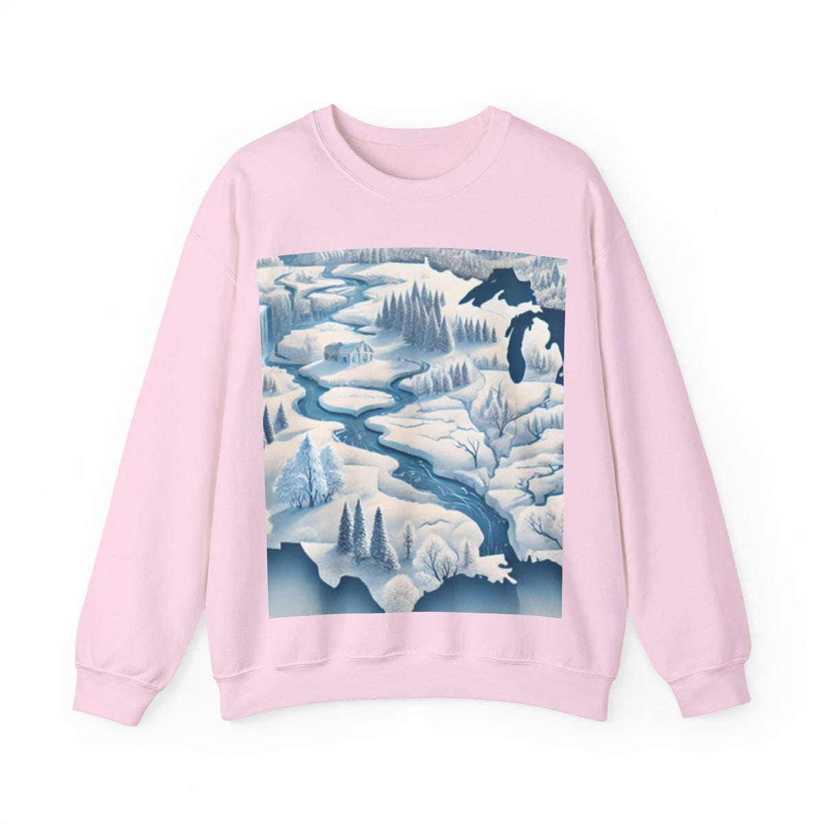 Winter USA Dreamscape Snowy Map Crew Sweatshirt Travel Gift