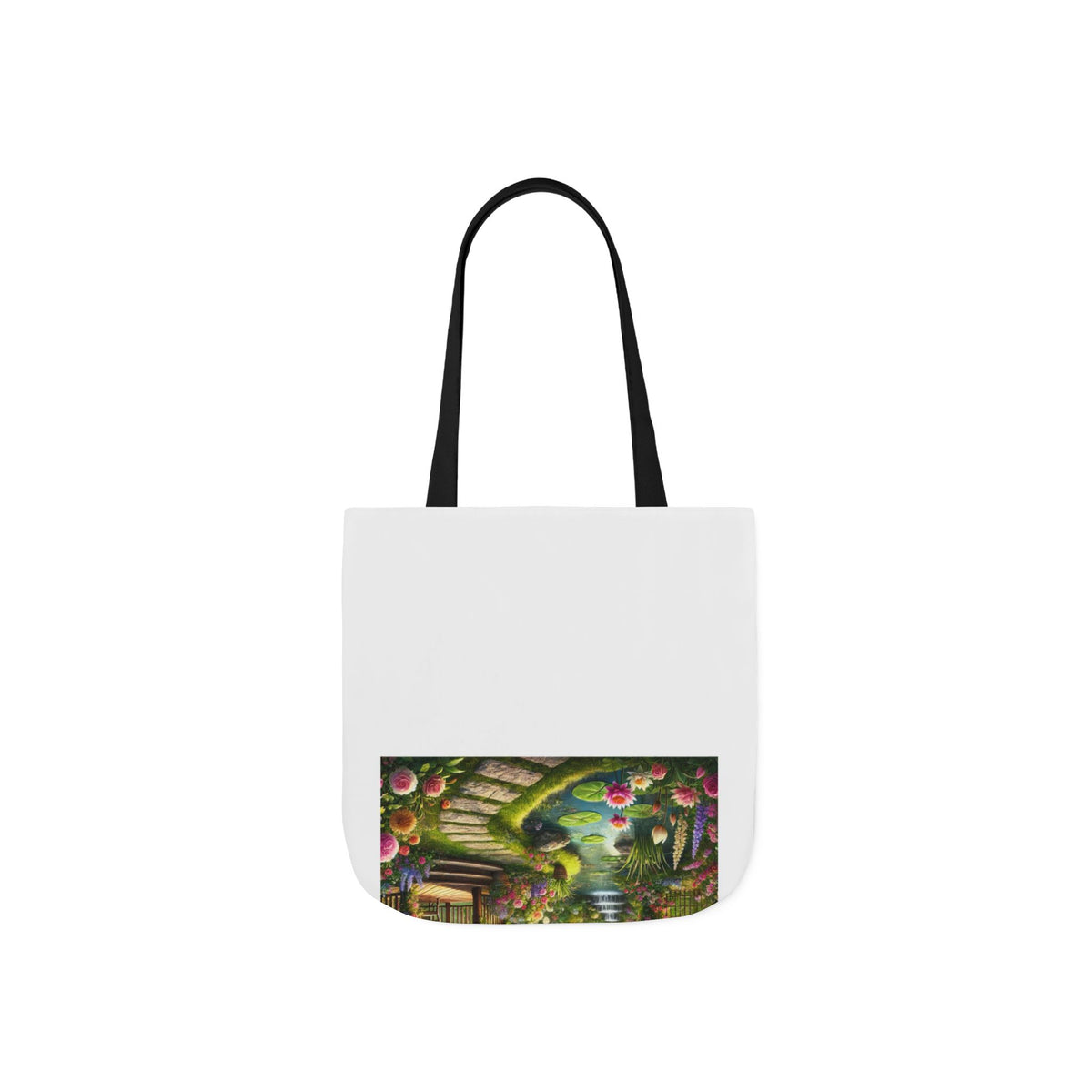 Sunlit Rose Gazebo Cottage Garden Canvas Tote Bag
