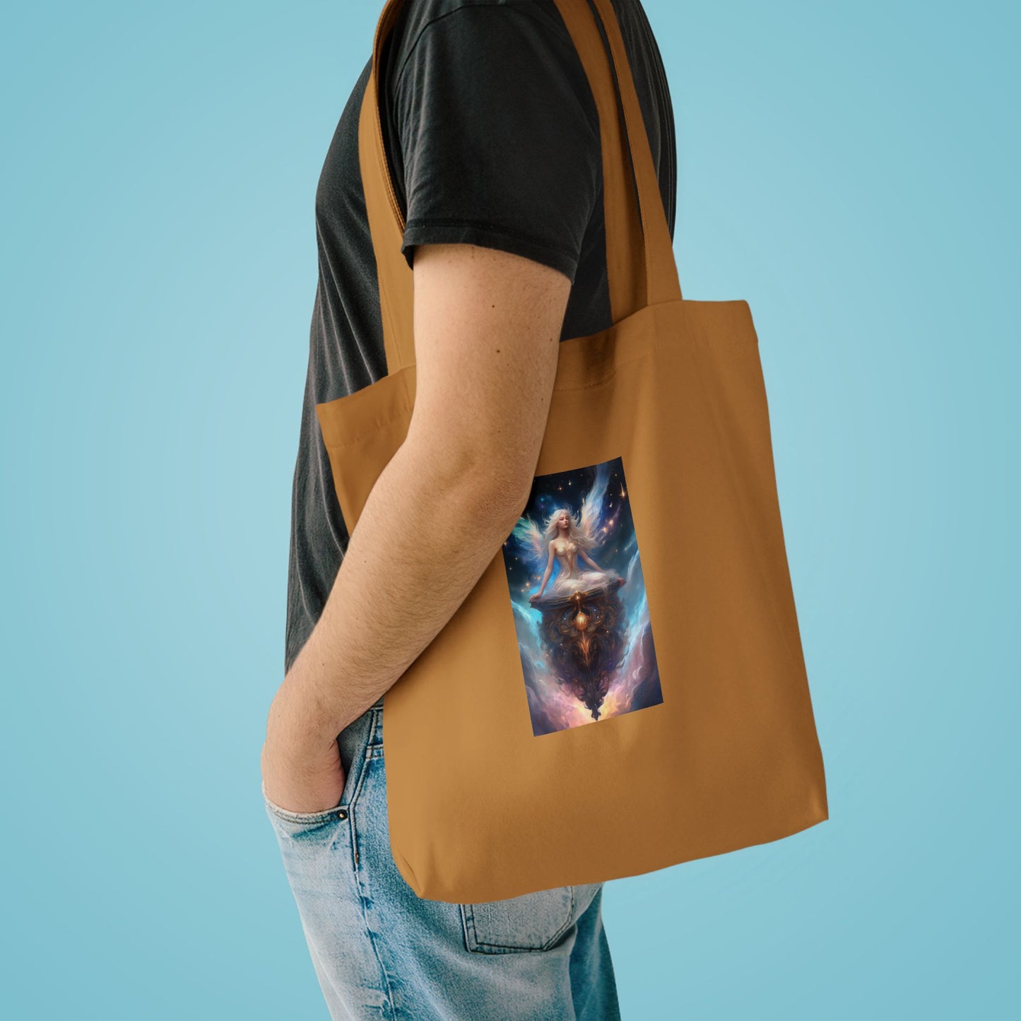 Celestial Winged Meditation Fantasy Portrait Tote Bag