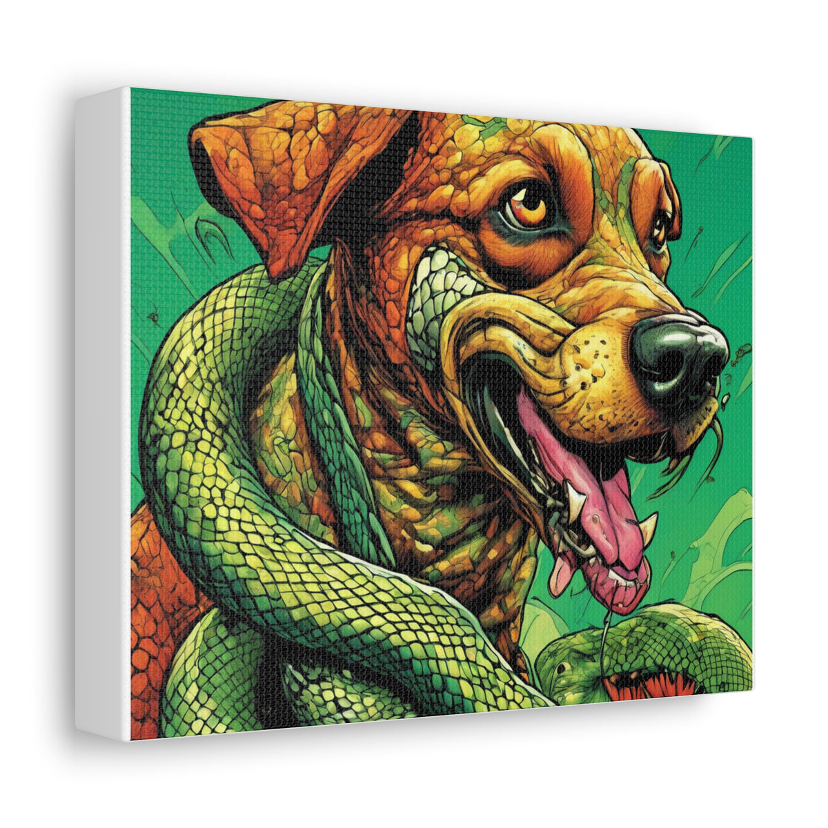Serpent Guardian Dog Bold Fantasy Creature Canvas Art