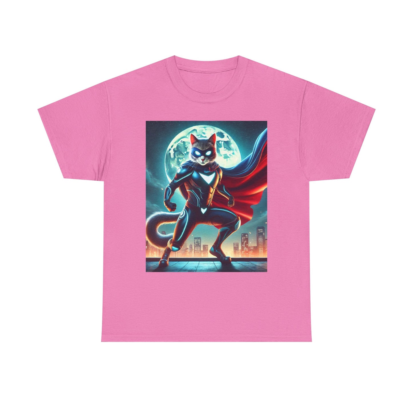 Superhero Cat T-Shirt Funny Graphic Tee with Cool Comic Style Design, Soft Cotton Casual Shirt Cat Lovers, Men, Women & Kids