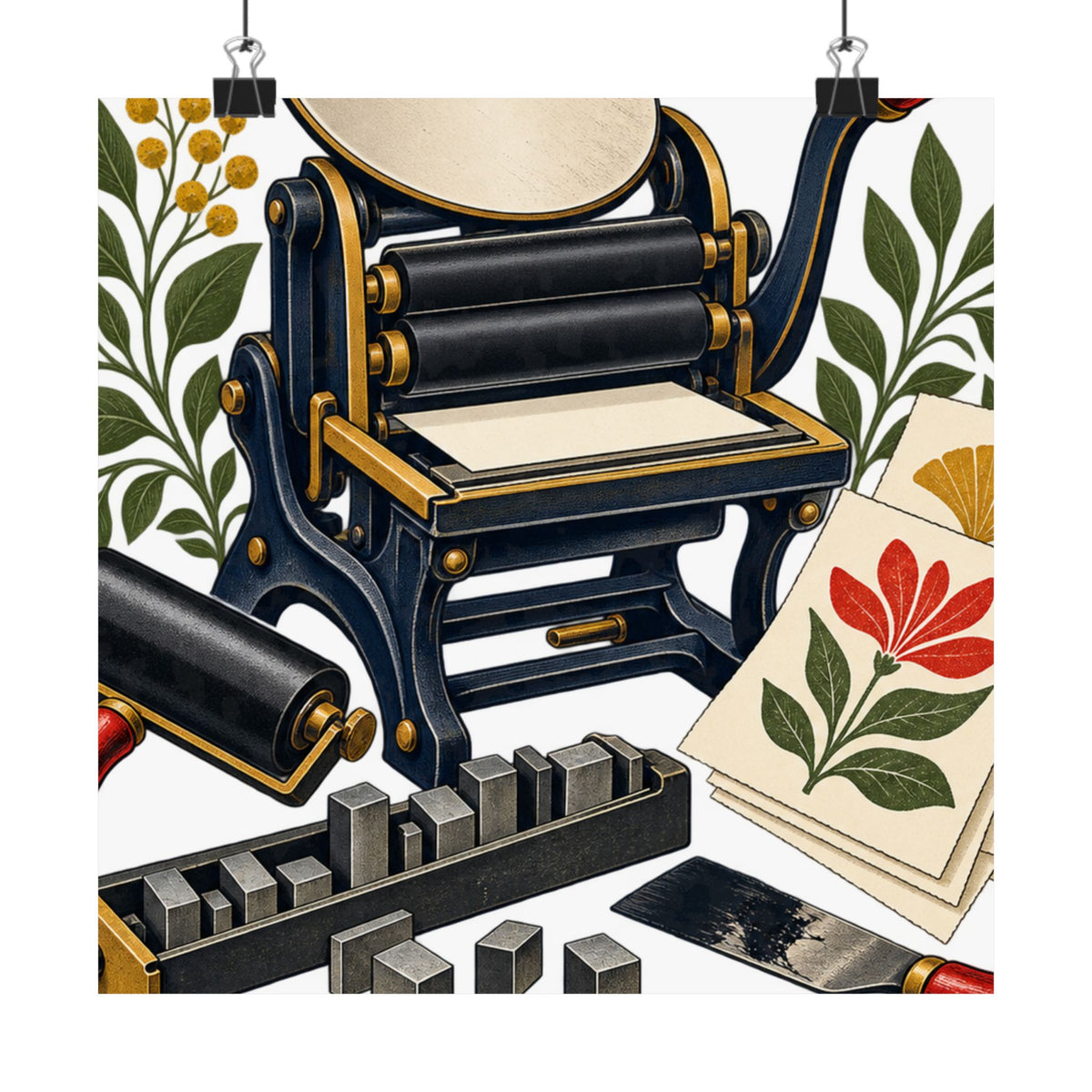 Botanical Letterpress Printshop Poster