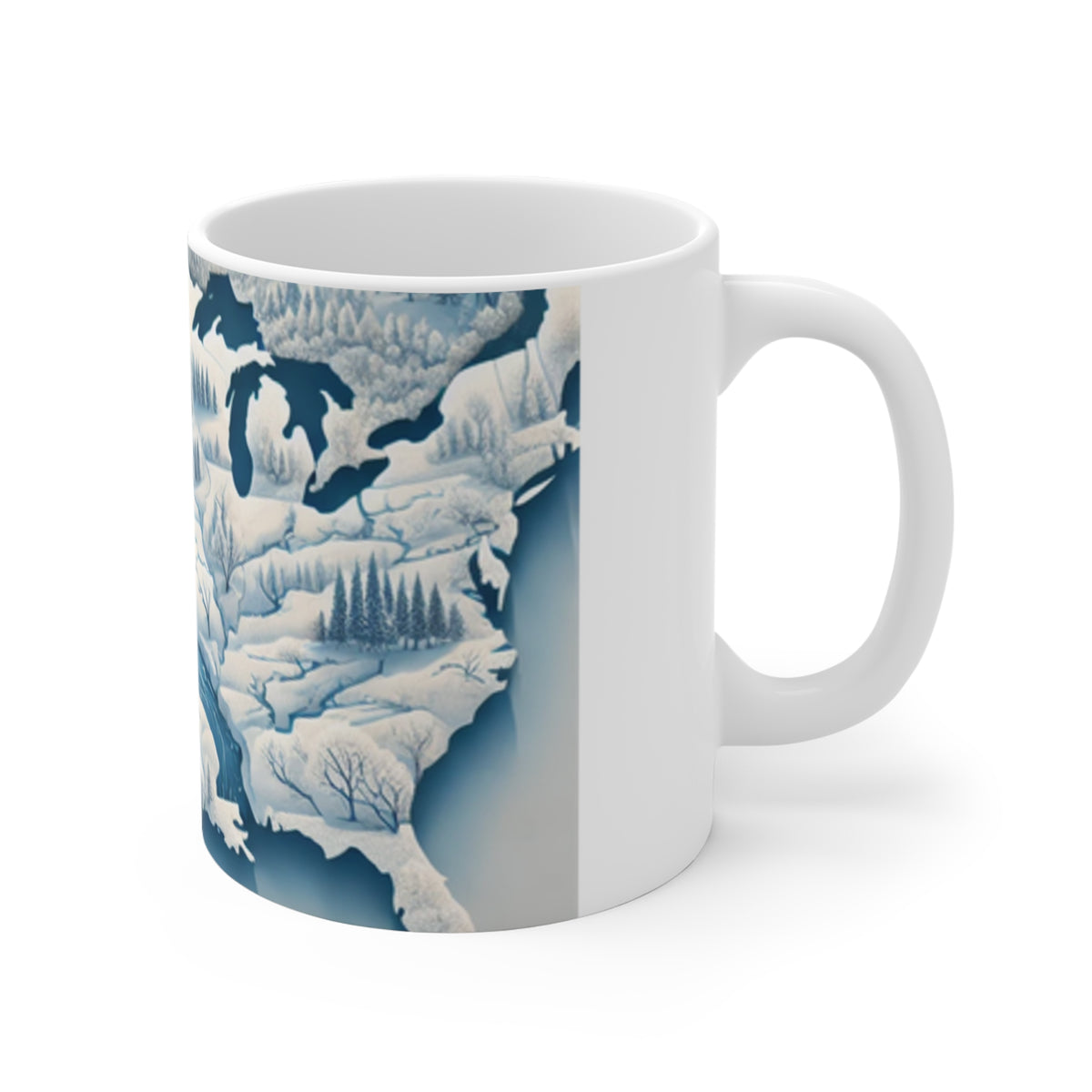 Winter USA Dreamscape Snowy Map Coffee Mug Travel Gift