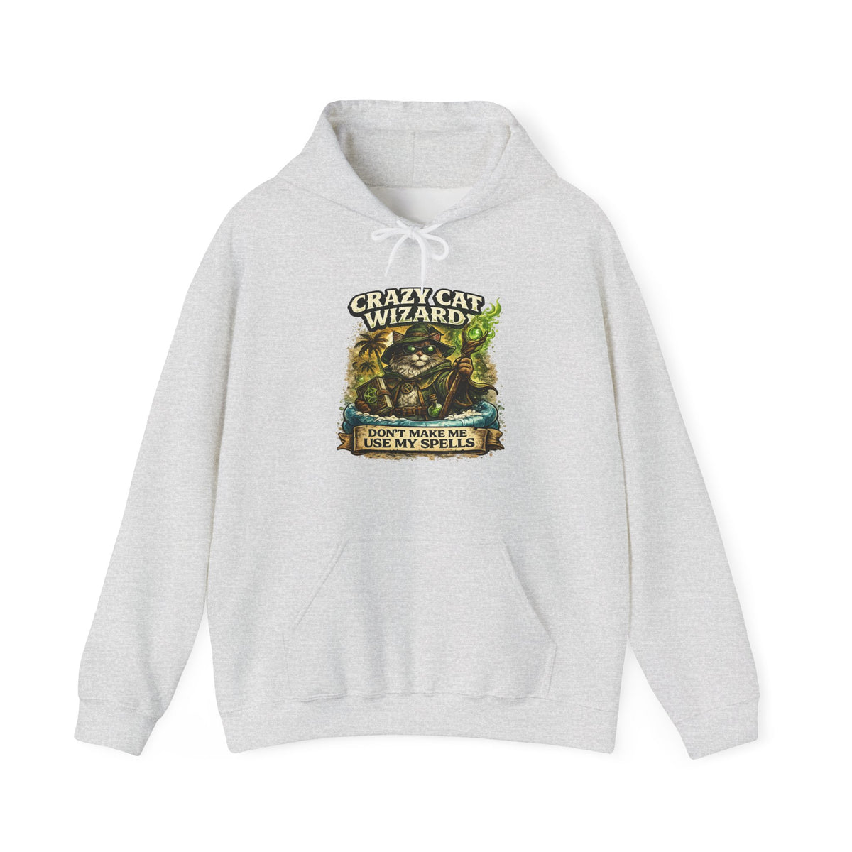 Crazy Cat Wizard Funny Fantasy Magic Hoodie
