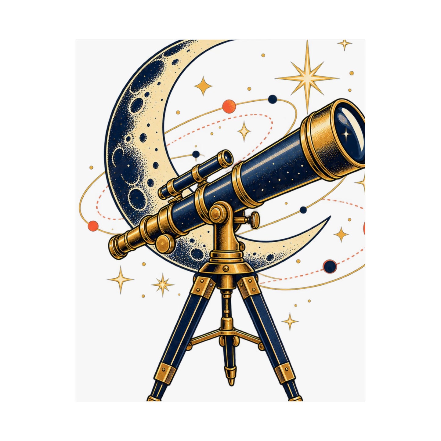 Vintage Telescope Celestial Astronomy Poster