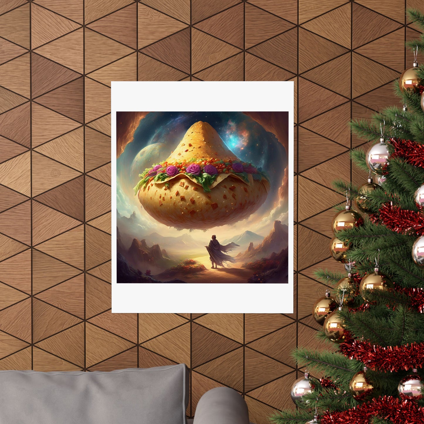 Cosmic Taco Planetoid Surreal Food Fantasy Art Poster