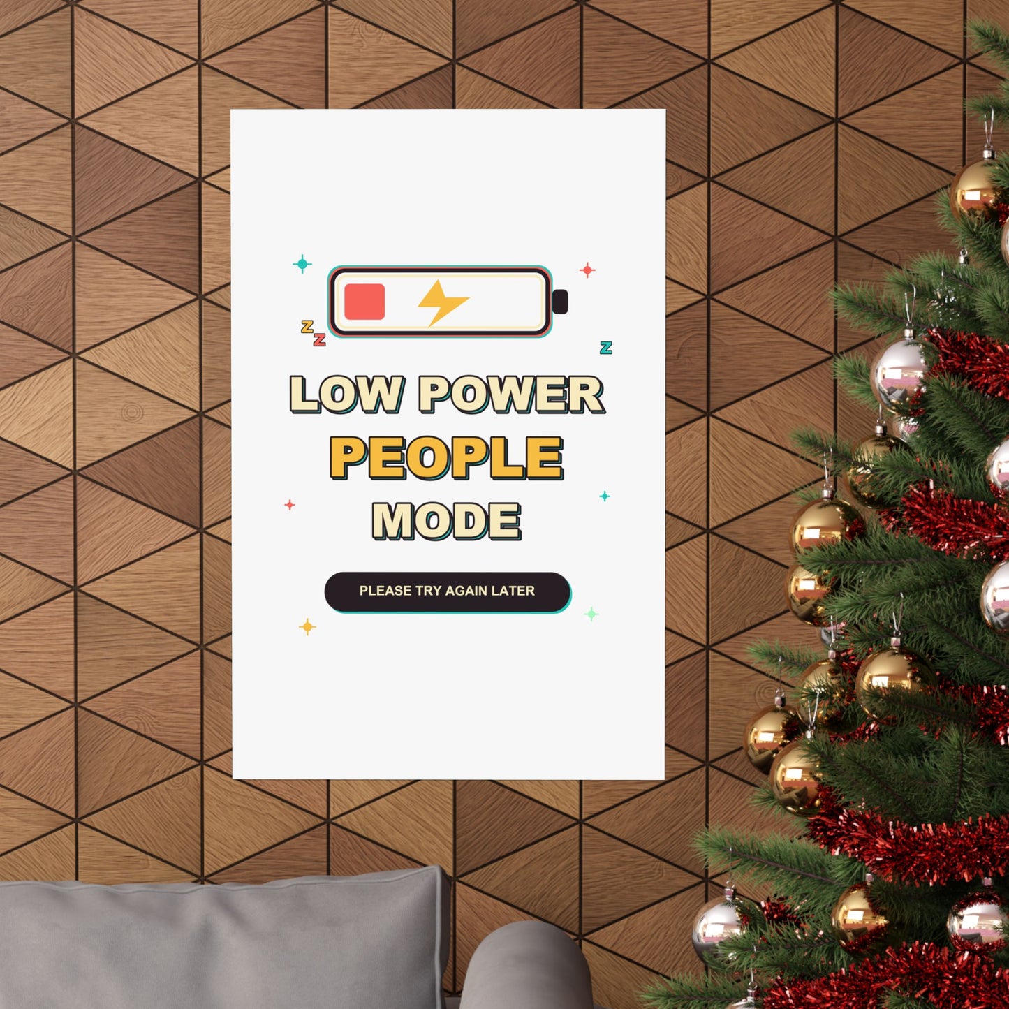 Low Power People Mode Funny Introvert Social Battery Poster