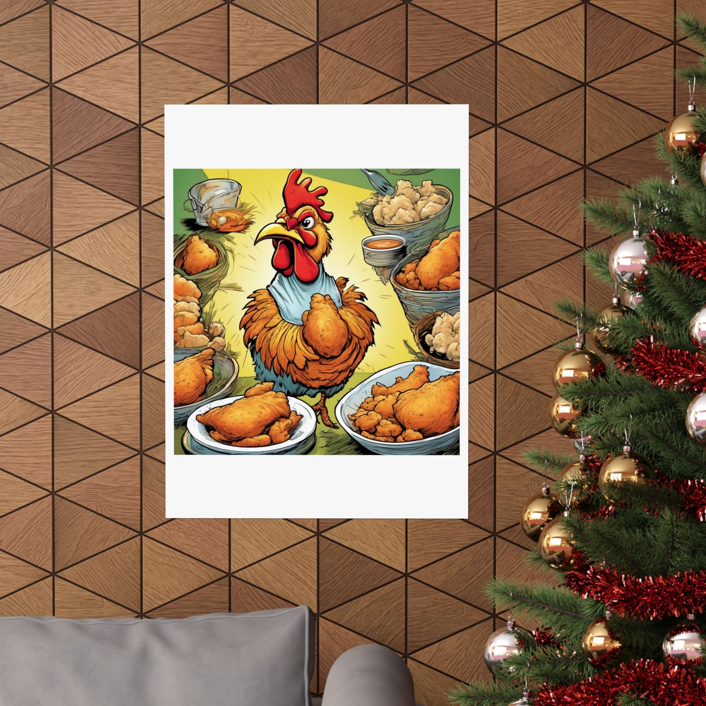 Funny Chicken Fried Food Comfort Food Art Poster