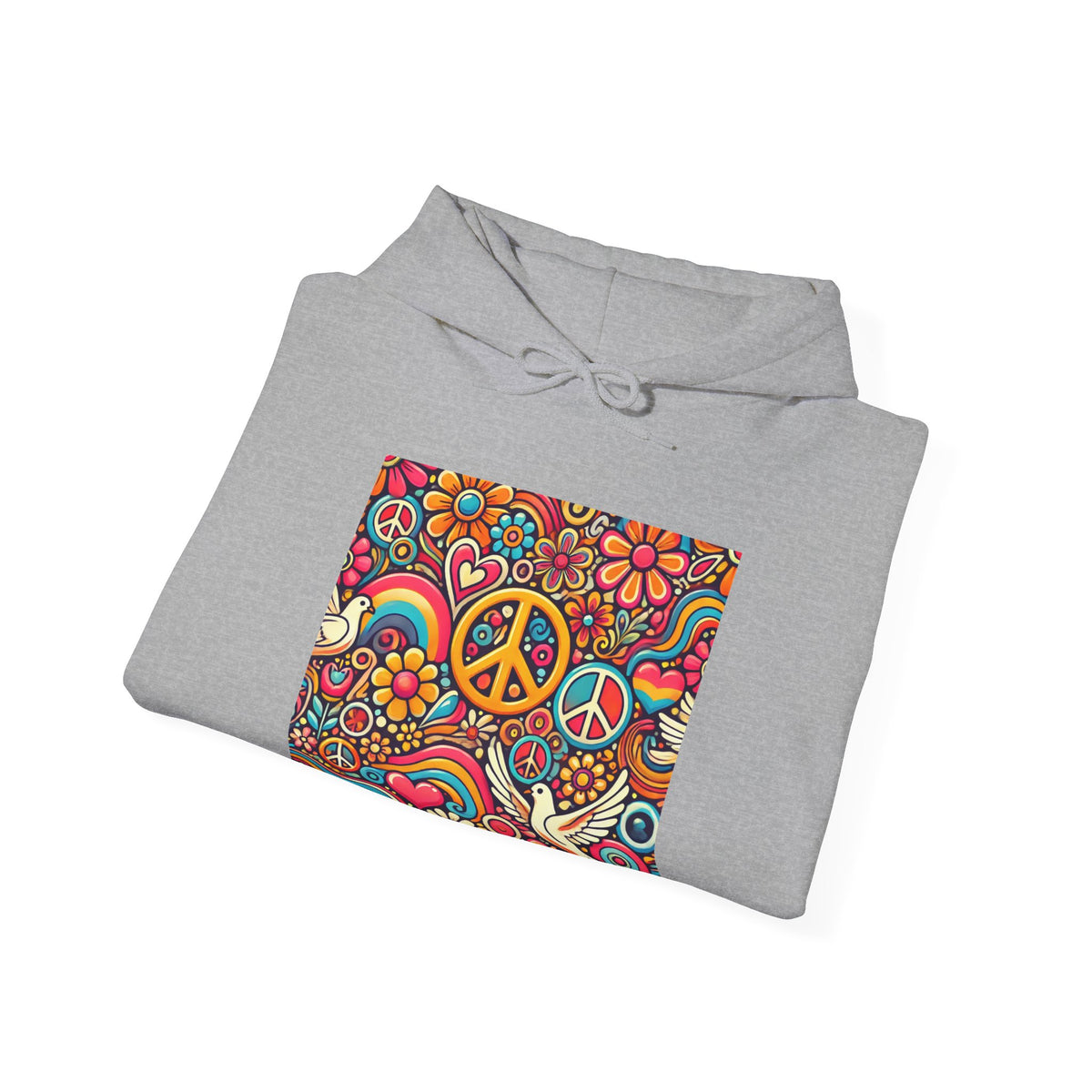 Colorful Peace Floral Pattern Hoodie
