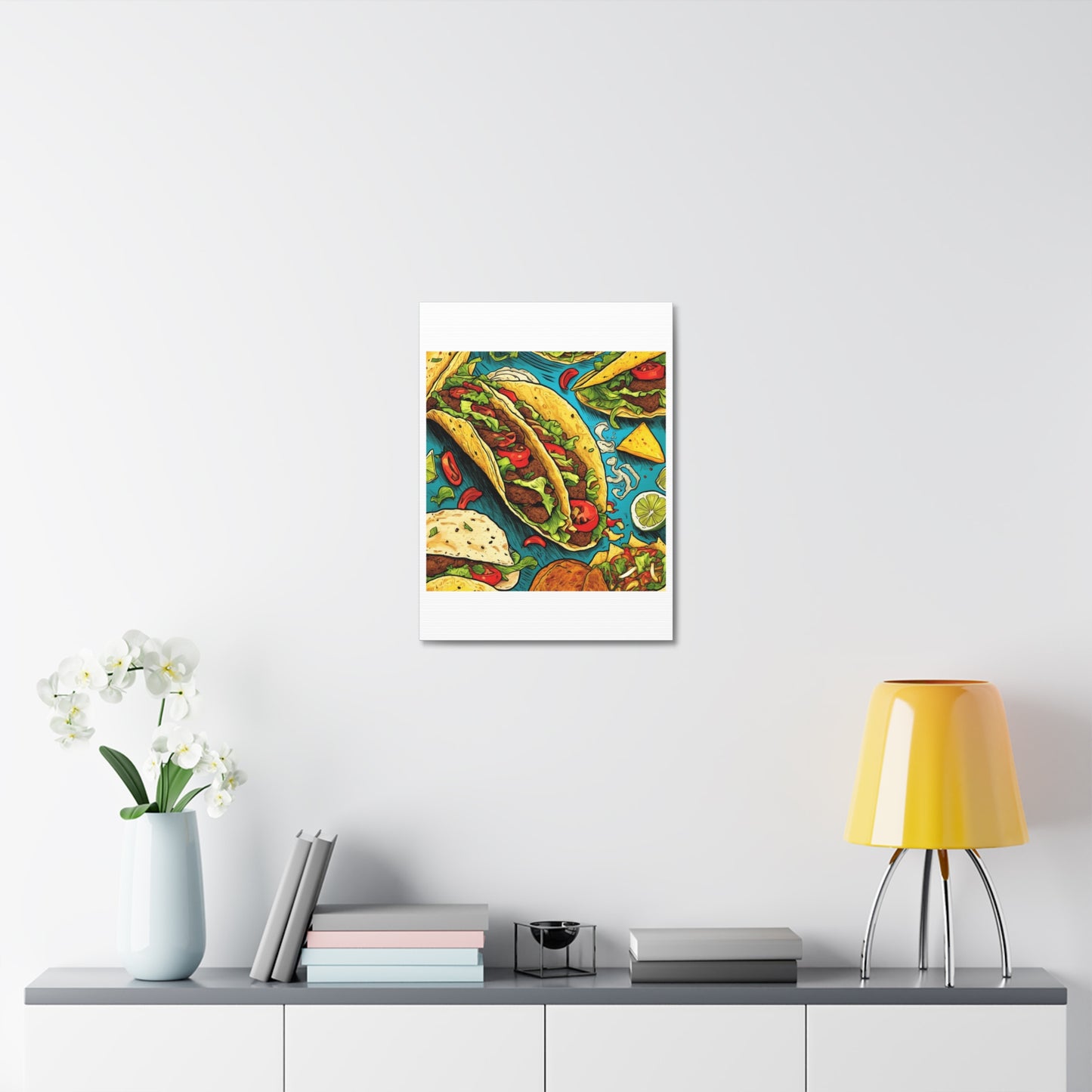 Taco Party Pattern Foodie Gift Art Canvas