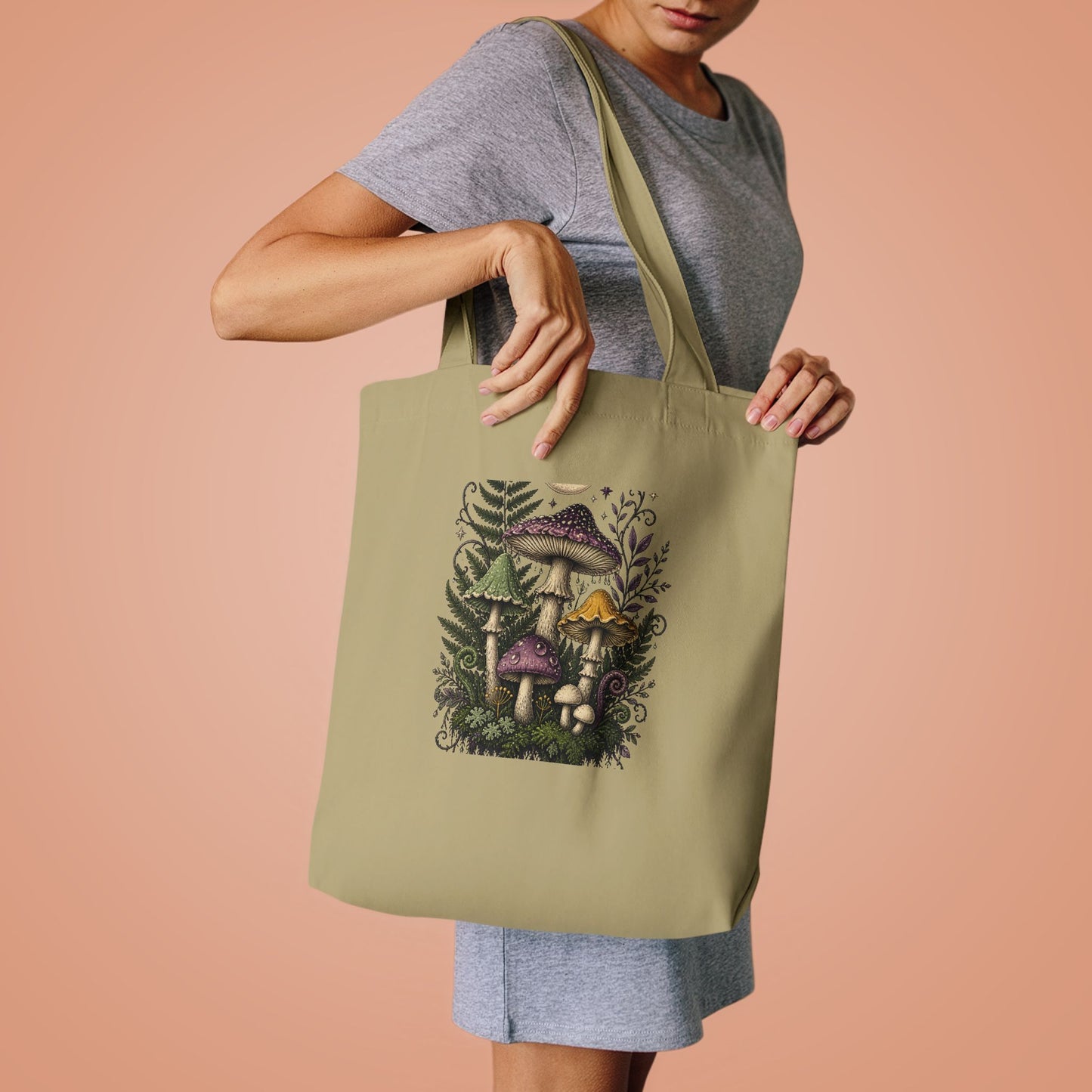 Midnight Mushroom Field Notes Botanical Mushroom Tote Bag